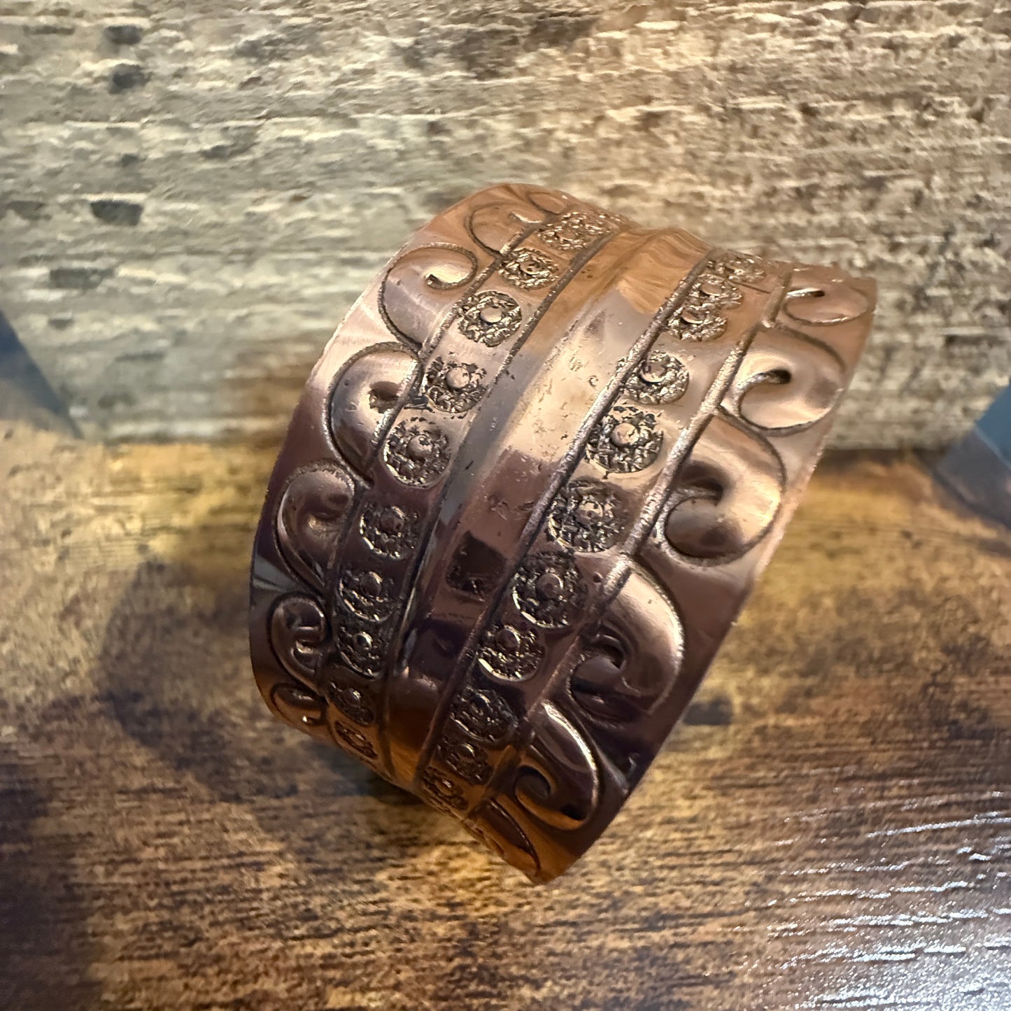Ocean Wave Copper Cuff With Scrollwork Handcrafted Jewelry Anju Jewelry