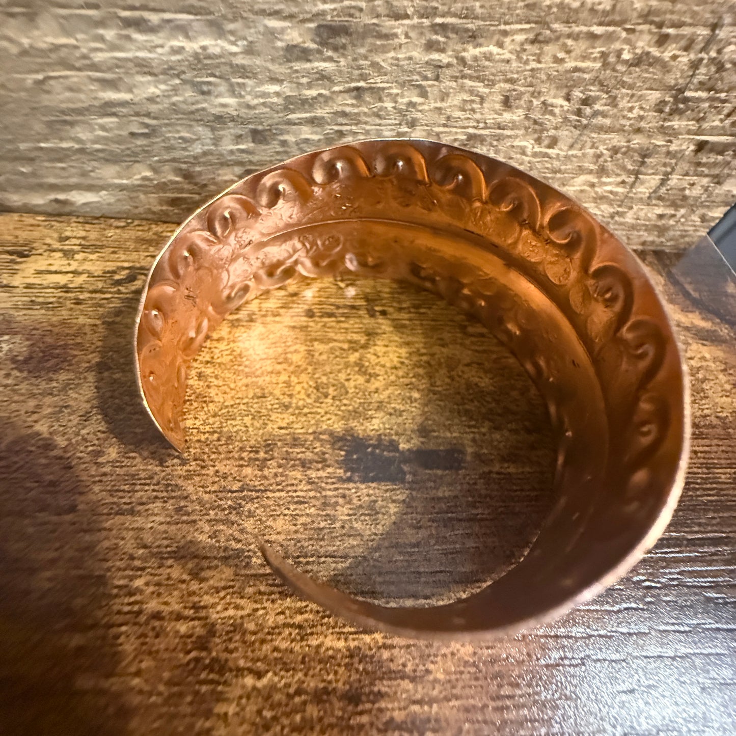 Ocean Wave Copper Cuff With Scrollwork Handcrafted Jewelry Anju Jewelry