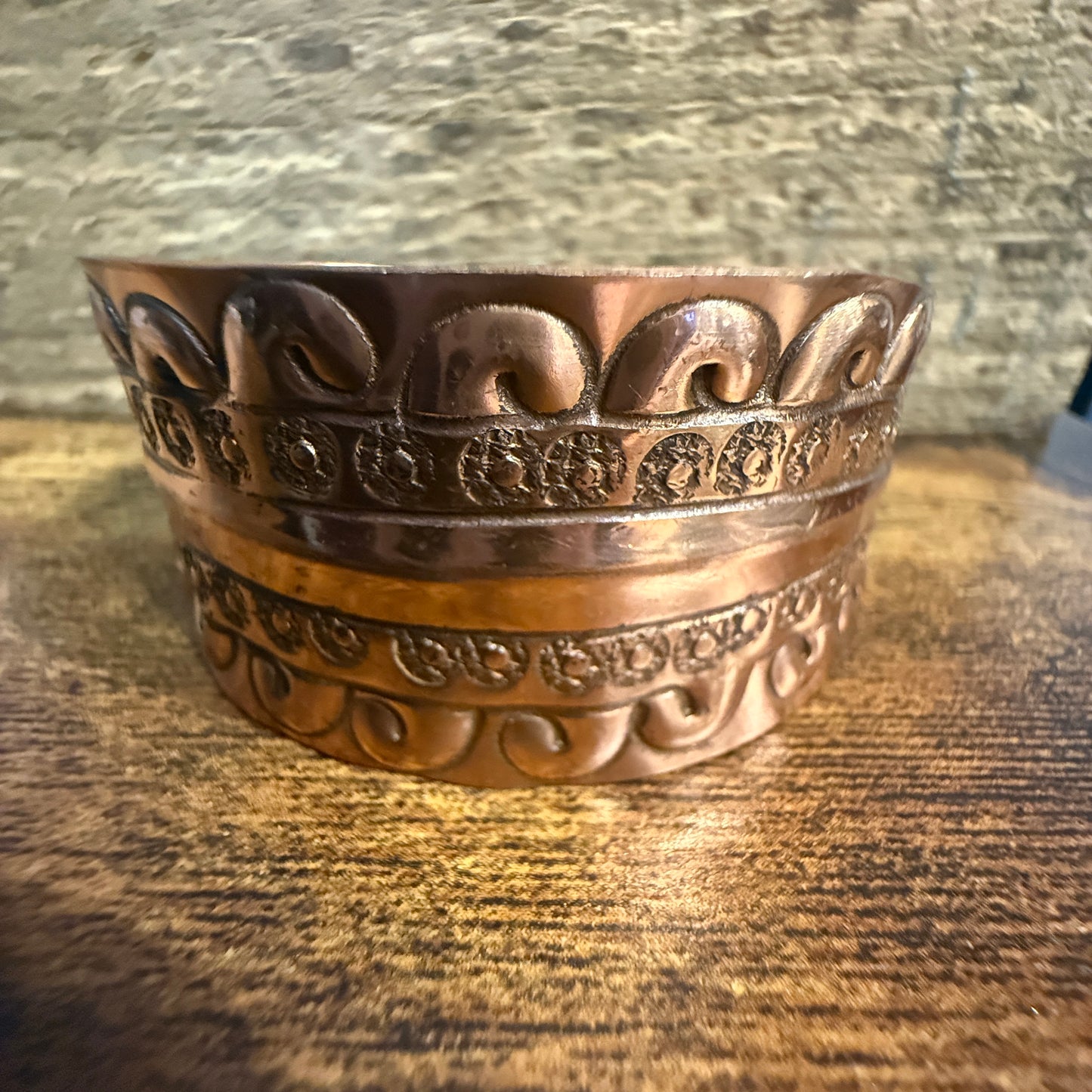 Ocean Wave Copper Cuff With Scrollwork Handcrafted Jewelry Anju Jewelry