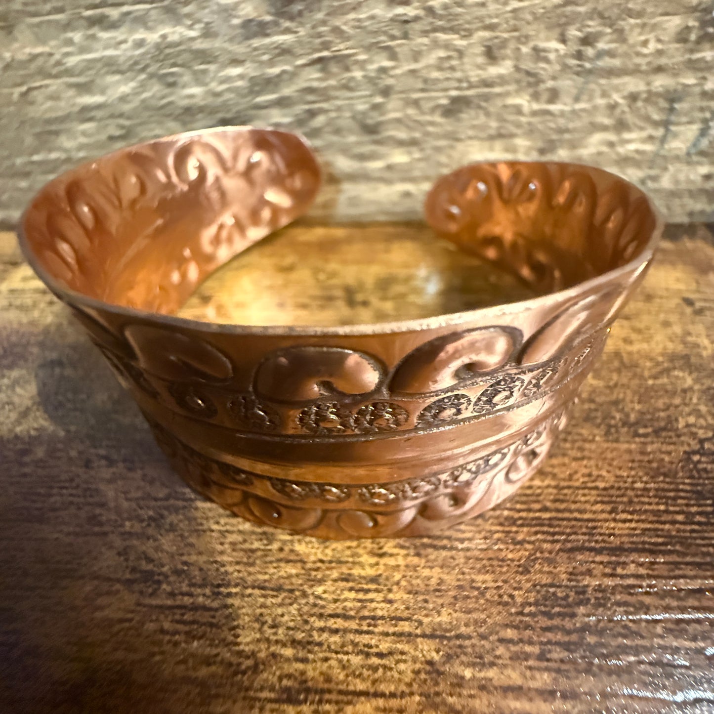 Ocean Wave Copper Cuff With Scrollwork Handcrafted Jewelry Anju Jewelry