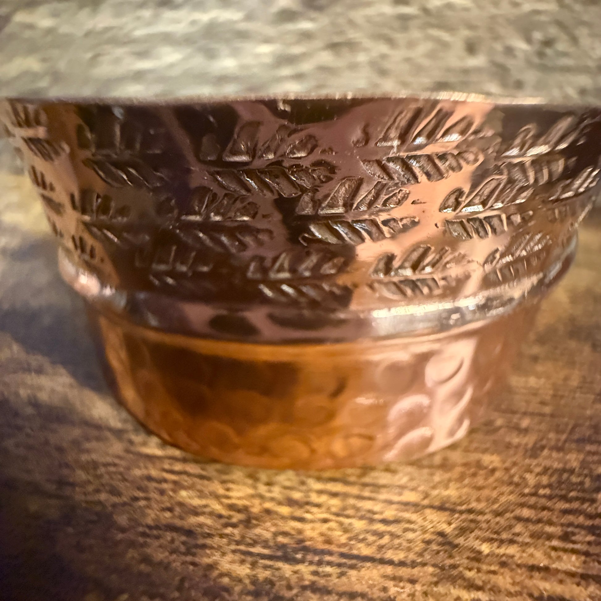 Copper Cuff Bracelet Dual Texture Hammered Crosshatched Anju Jewelry