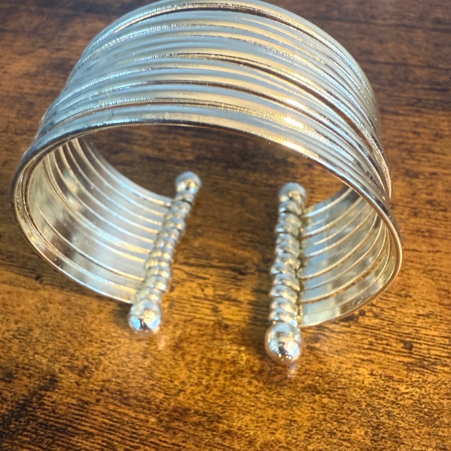 Handmade Silver Plated Brass Adjustable Cuff Bracelet Smooth Bands Anju Jewelry