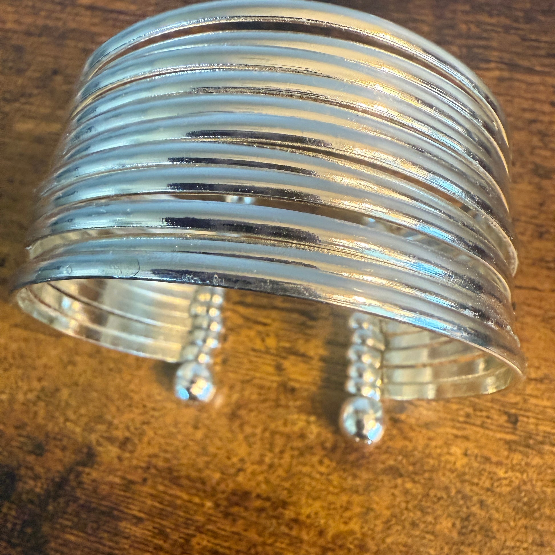 Handmade Silver Plated Brass Adjustable Cuff Bracelet Smooth Bands Anju Jewelry