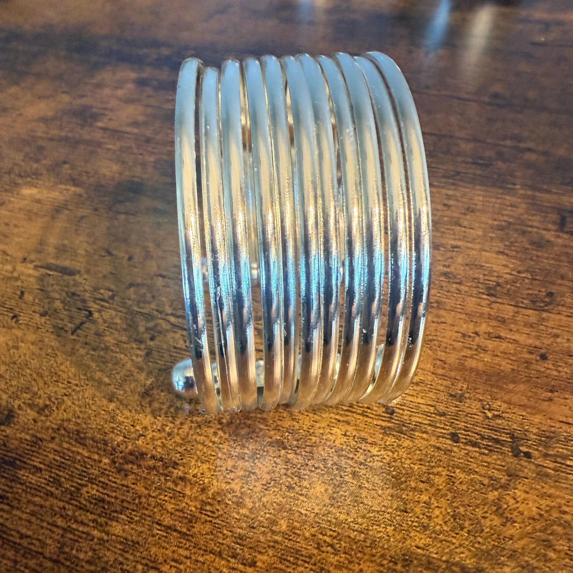 Handmade Silver Plated Brass Adjustable Cuff Bracelet Smooth Bands Anju Jewelry