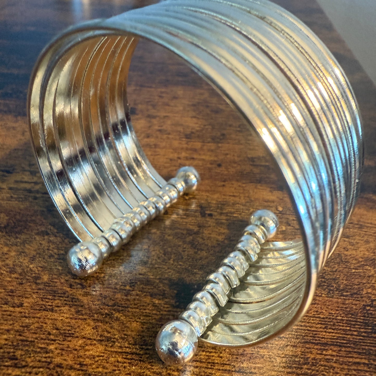 Handmade Silver Plated Brass Adjustable Cuff Bracelet Smooth Bands Anju Jewelry