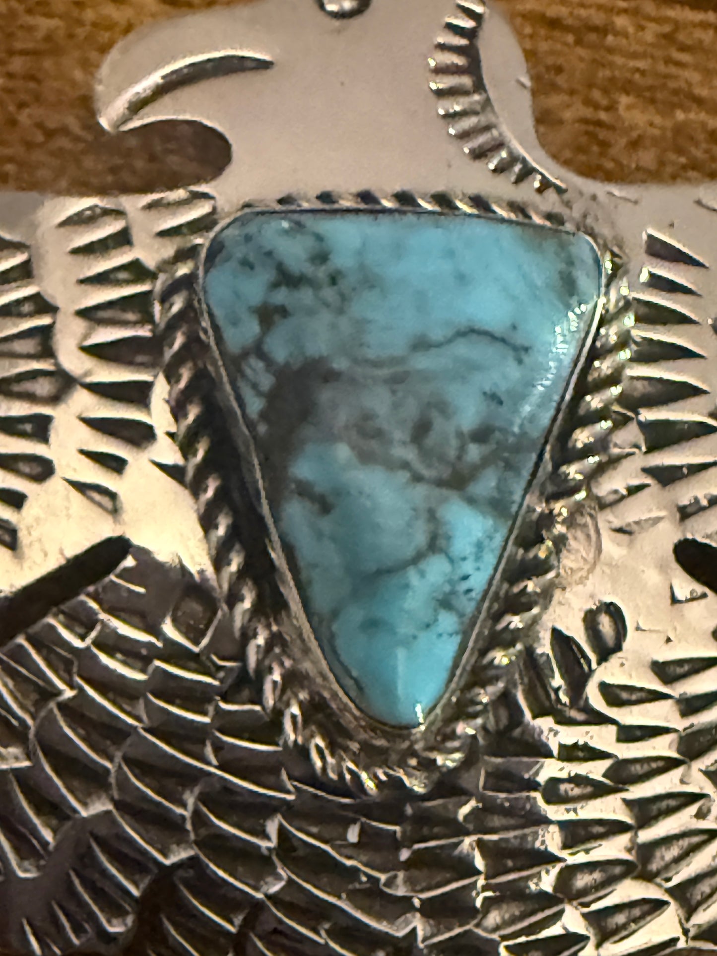 Navajo Inspired Turquoise Thunderbird Pendant Signed Jackie Cleveland Silver Elegant