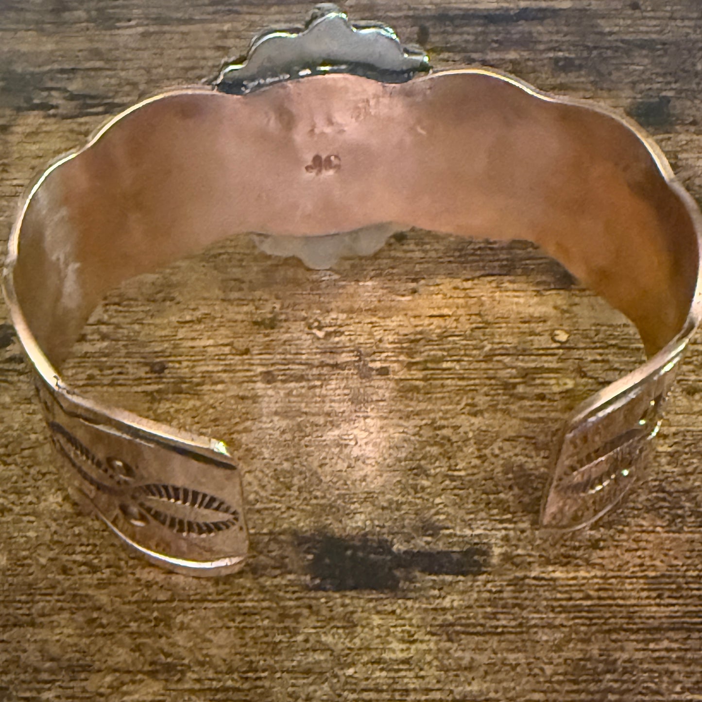 Navajo Inspired Copper And Black Onyx Wide Cuff Bracelet Signed By Cleveland Silver Elegant
