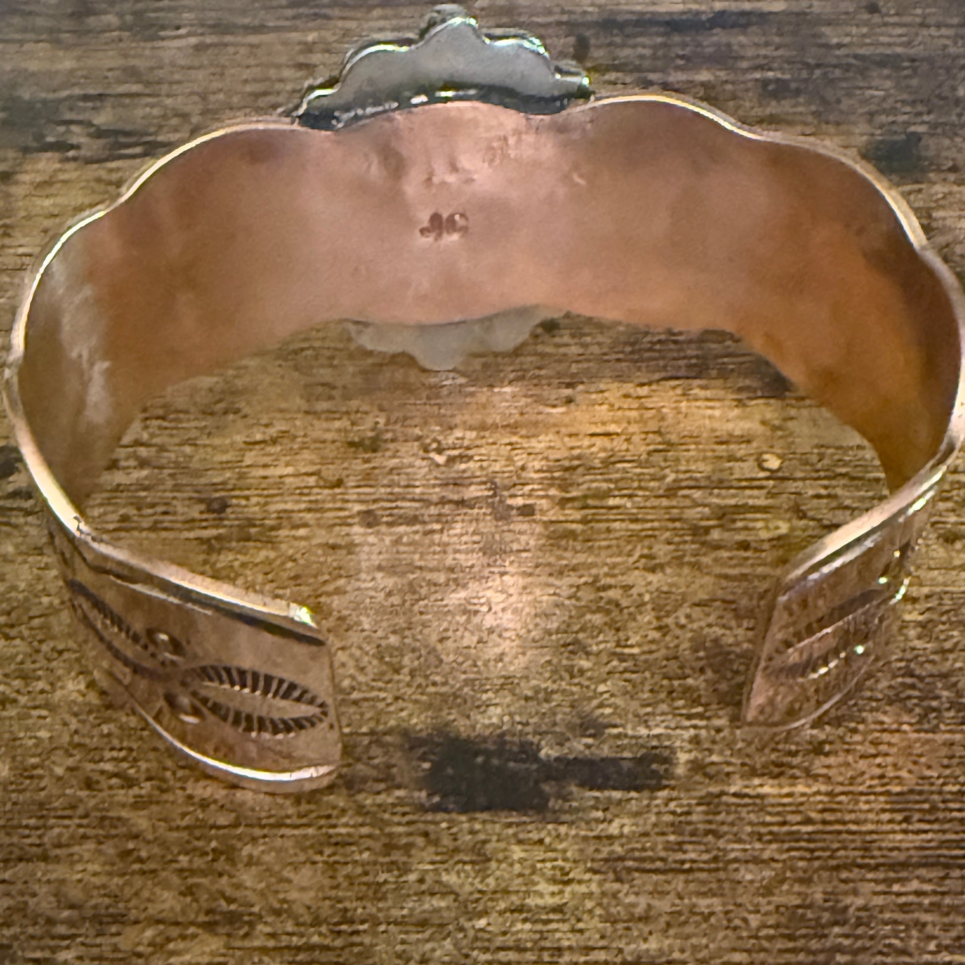 Navajo Inspired Copper And Black Onyx Wide Cuff Bracelet Signed By Cleveland Silver Elegant