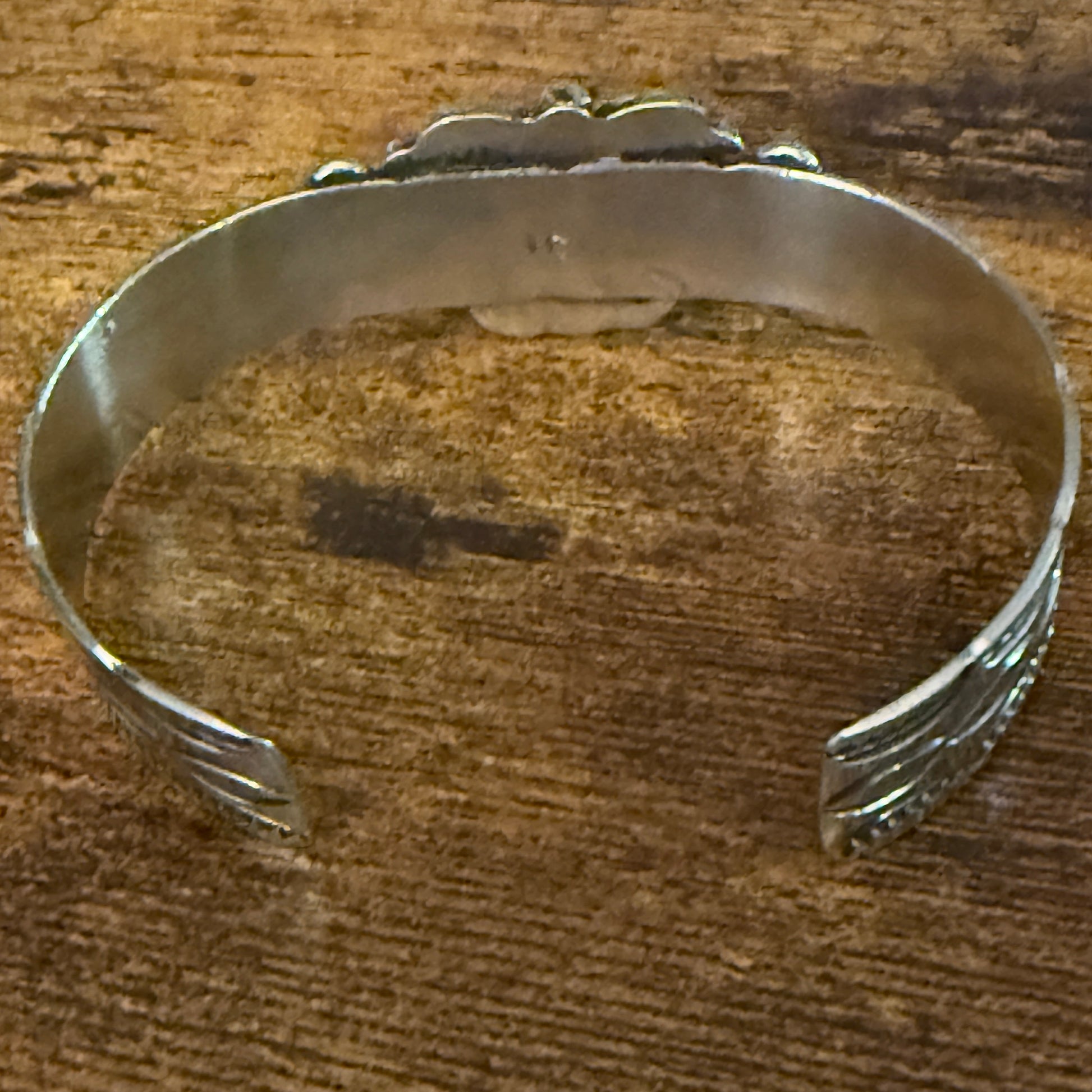 Navajo Inspired Apple Coral Cuff Bracelet Signed Cleveleland Nickel Silver Adjustable Silver Elegant