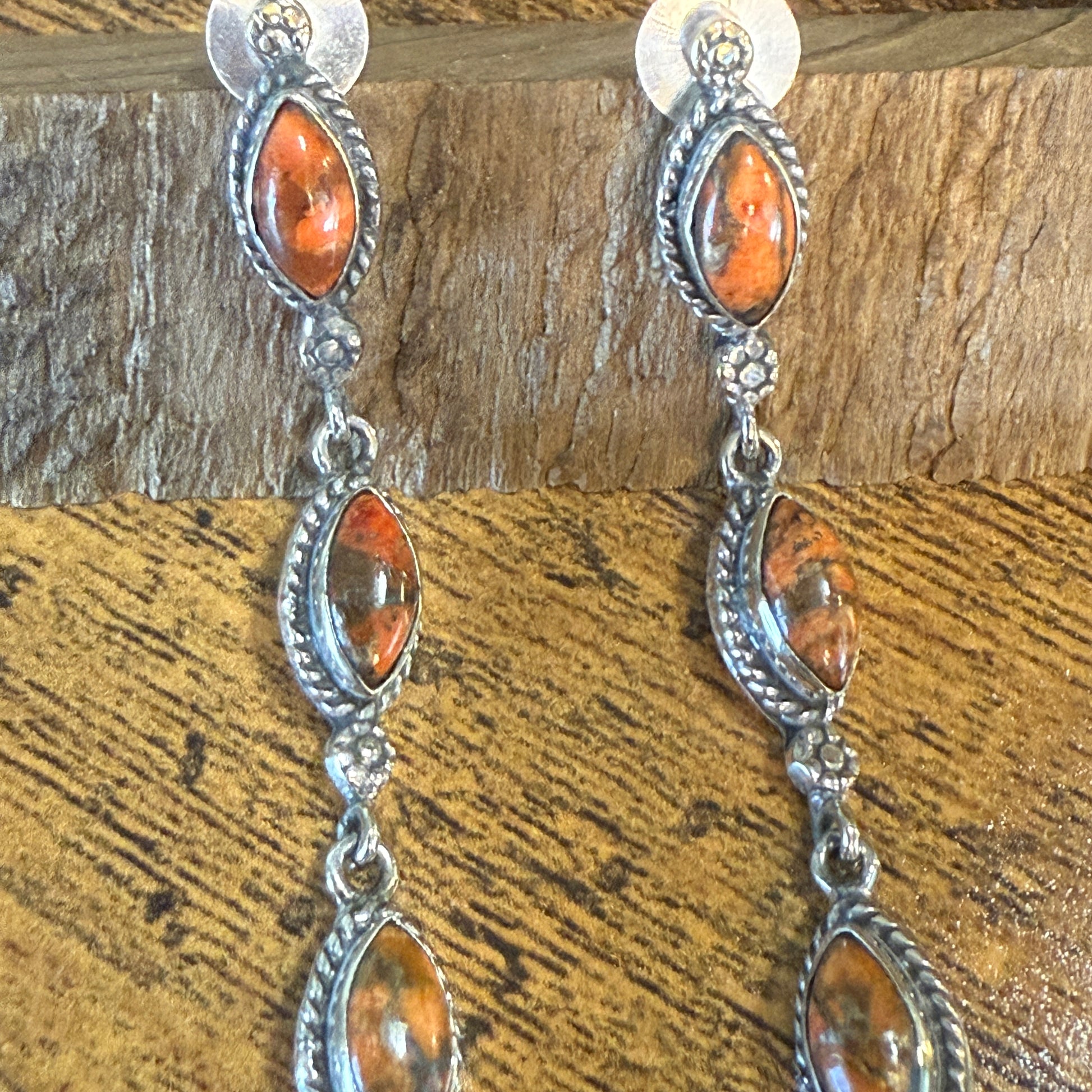 Copper Sponge Coral Turquoise Gemstone Sterling Silver Handmade Stud Earring Silver Elegant