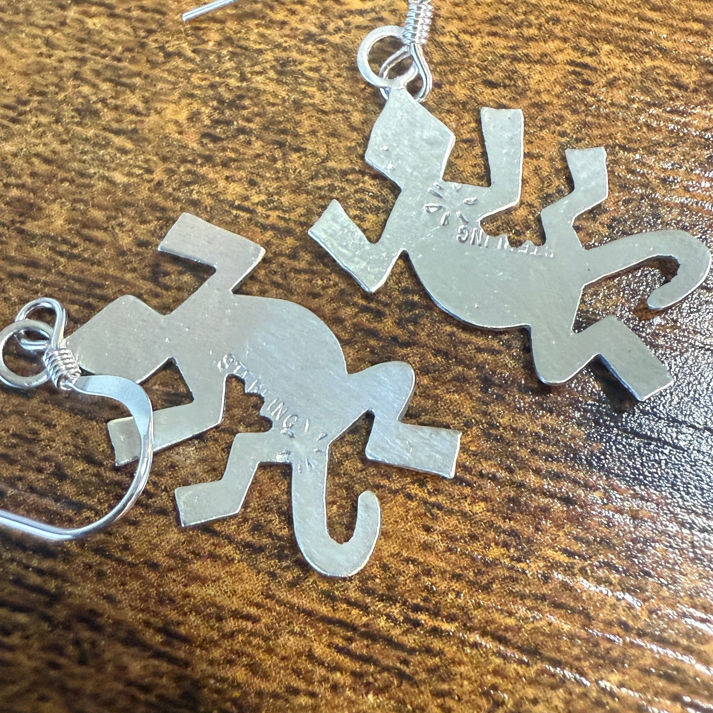 Native American Sterling Silver Lizard Dangle Earrings 1.5 Inch by Gene Silver Elegant