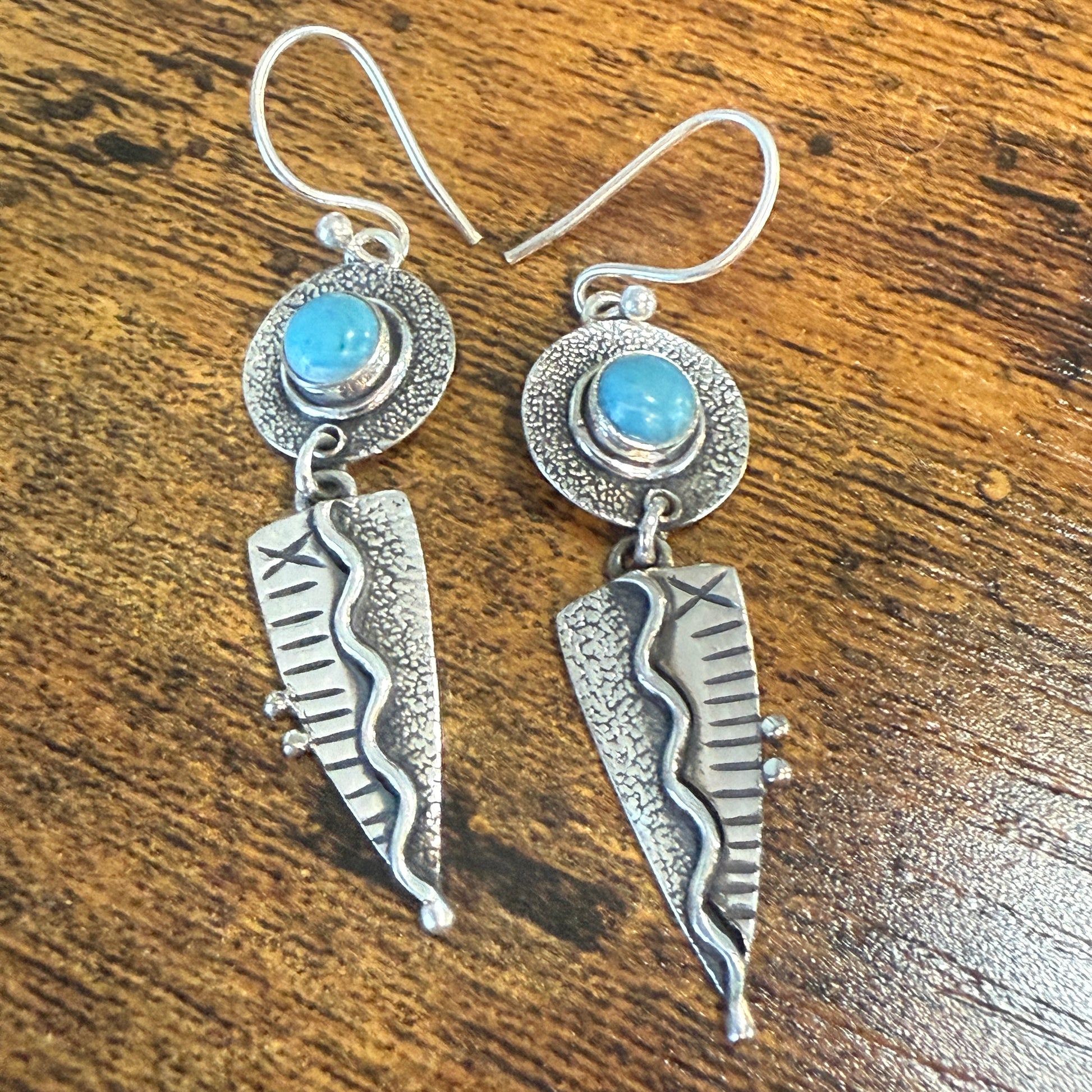 Kingman Turquoise Gemstone Handmade 925 Sterling Silver Earrings 2.34 Inches Silver Elegant