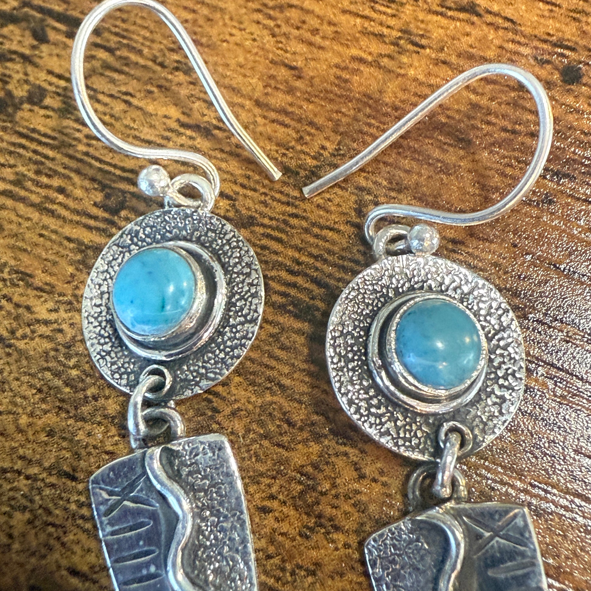 Kingman Turquoise Gemstone Handmade 925 Sterling Silver Earrings 2.34 Inches Silver Elegant