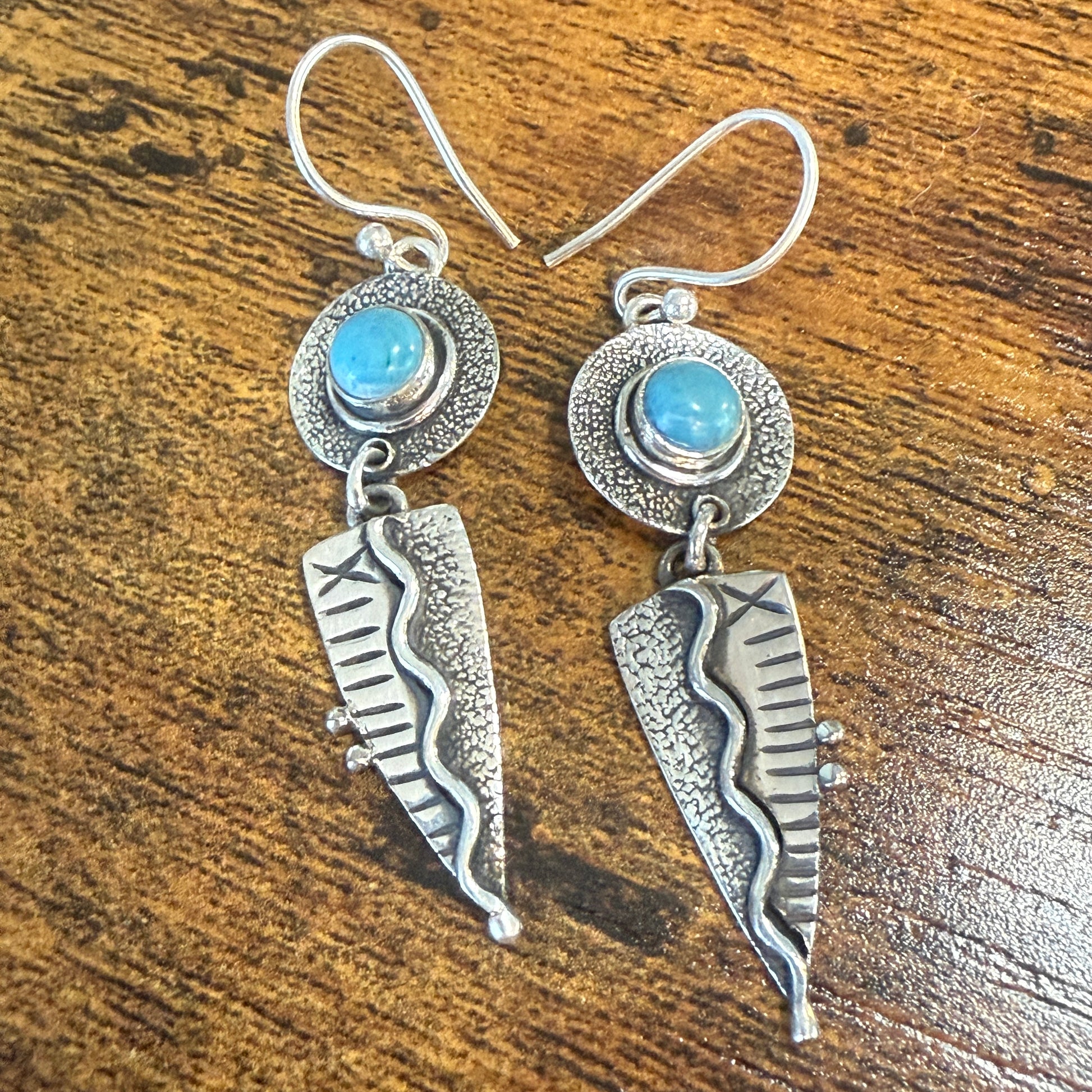 Kingman Turquoise Gemstone Handmade 925 Sterling Silver Earrings 2.34 Inches Silver Elegant