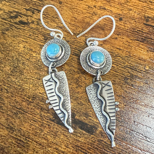 Kingman Turquoise Gemstone Handmade 925 Sterling Silver Earrings 2.34 Inches Silver Elegant