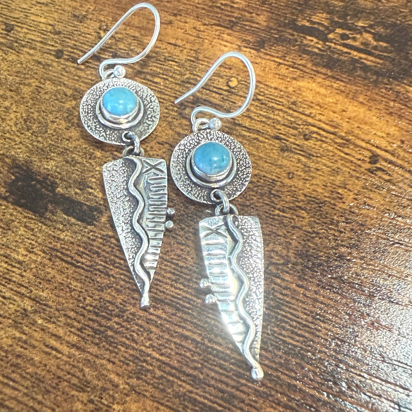 Kingman Turquoise Gemstone Handmade 925 Sterling Silver Earrings 2.34 Inches Silver Elegant