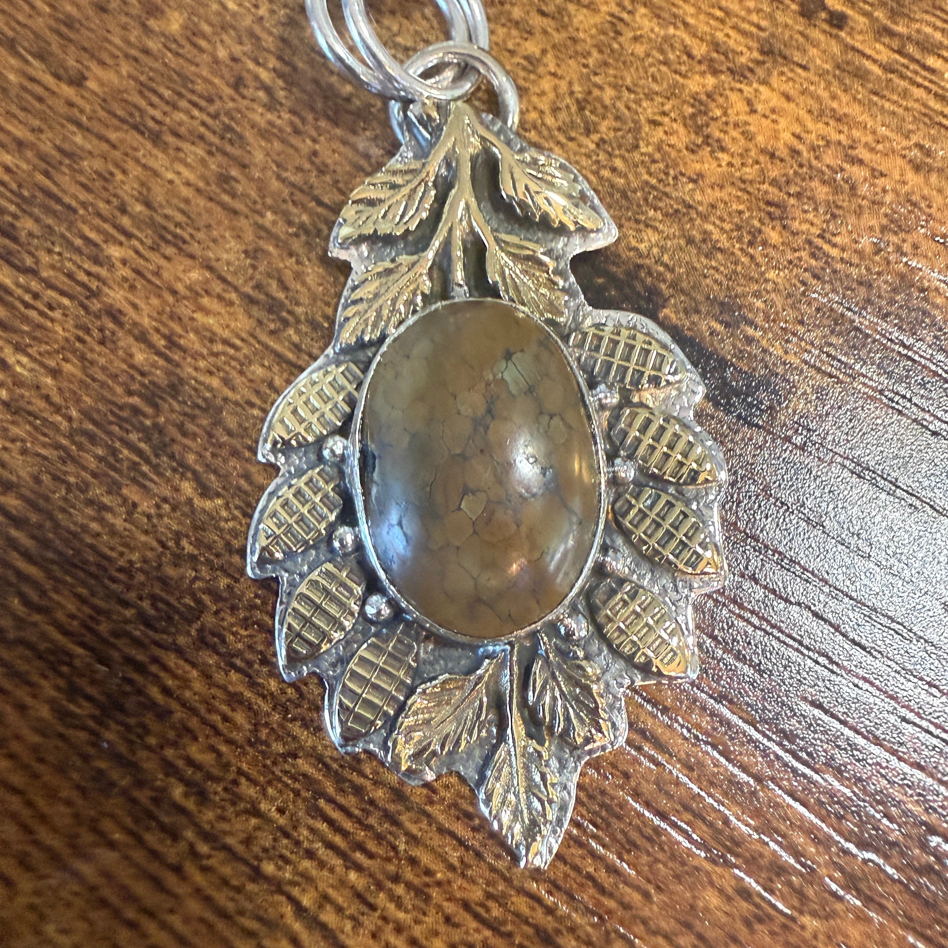 Natural Tibetan Turquoise Leaf Pendant In 925 Sterling Silver 18 Inch Chain Silver Elegant