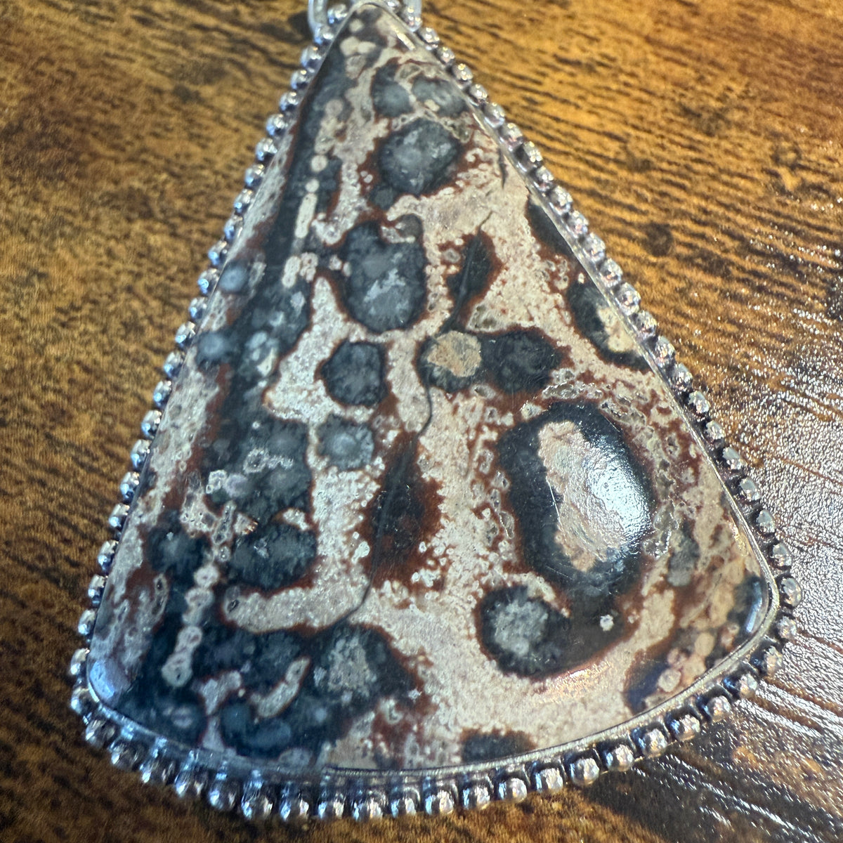 Leopard Skin Jasper Gemstone Ethnic Chain Necklace 925 Sterling Silver 18 Inch Silver Elegant