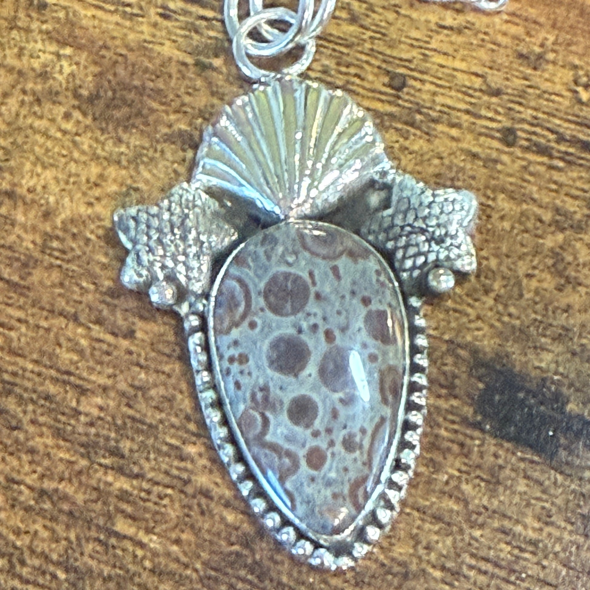 Natural Asteroid Jasper Star Fish Pendant Brown 925 Sterling Silver 18 In Chain Silver Elegant