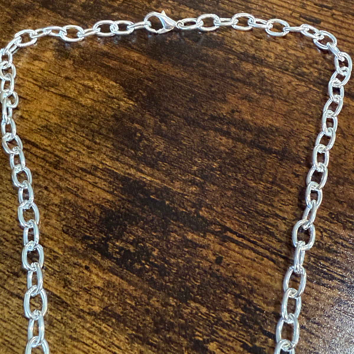 Leopard Skin Jasper Gemstone Ethnic Chain Necklace Sterling Silver 18 Inch Silver Elegant