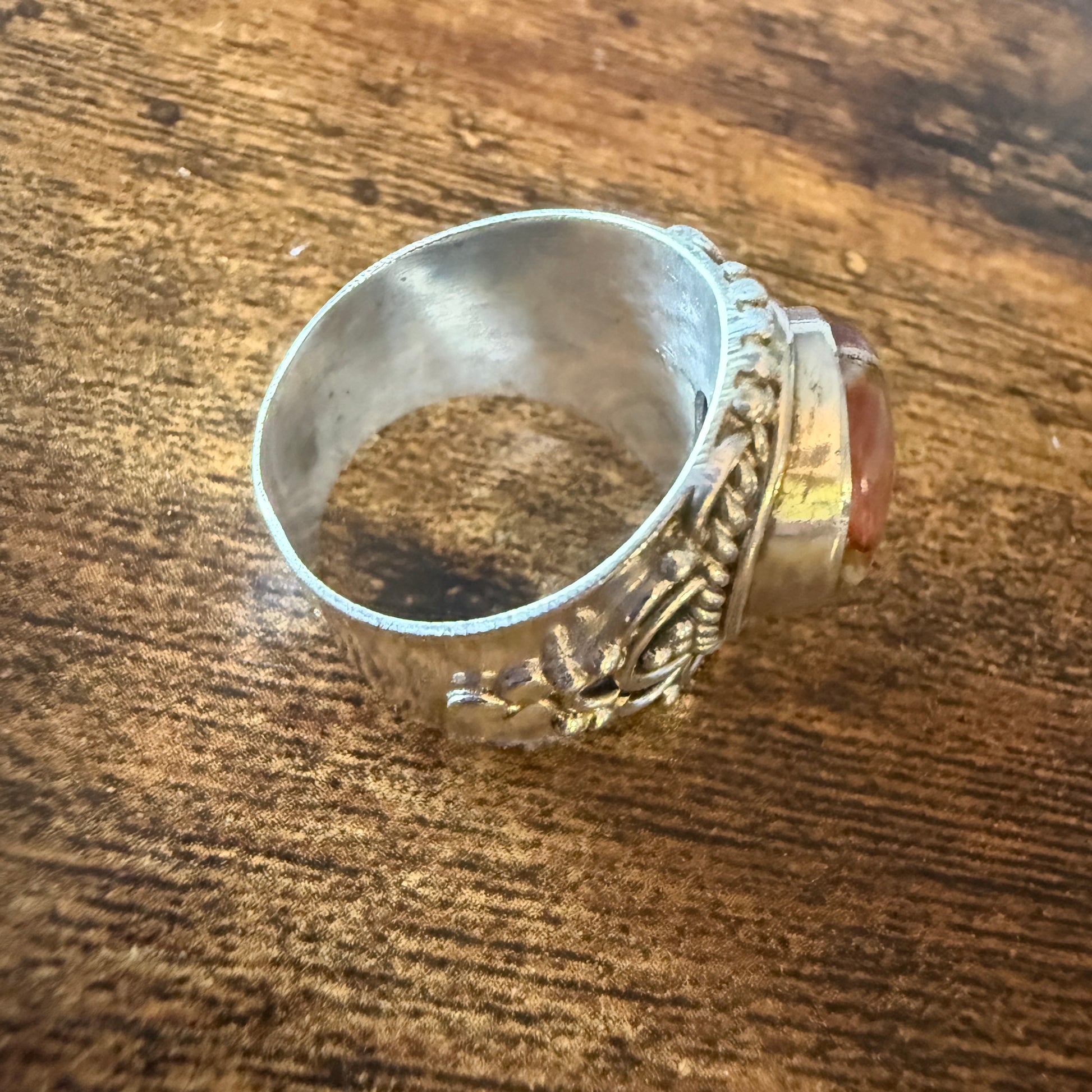 Natural Oyster Turquoise Gemstone Sterling Silver Cuff Ring Size 8 Silver Elegant