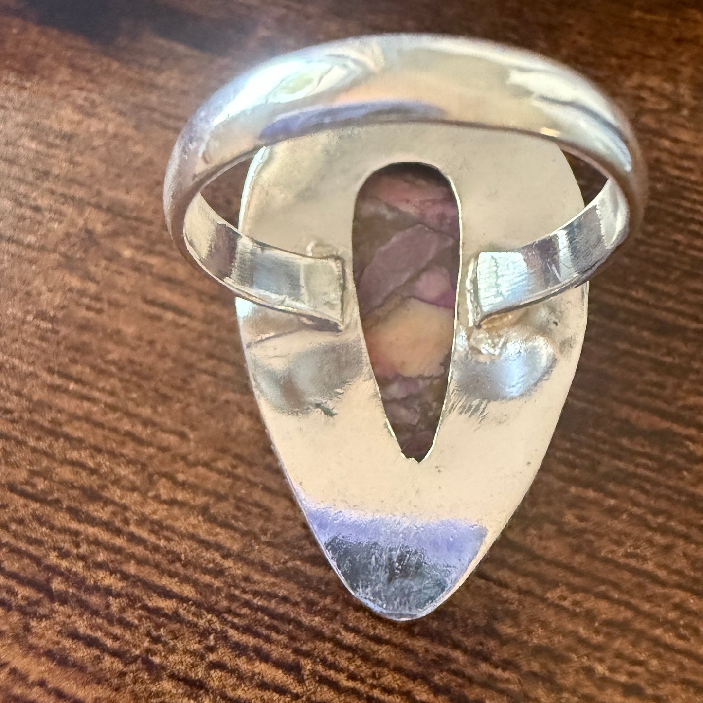 Pink Oyster Turquoise Gemstone Ring 925 Sterling Silver Handmade Size 8 Silver Elegant