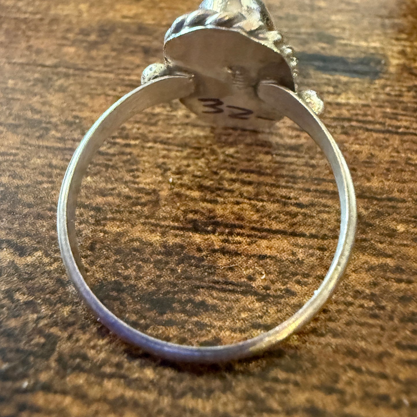 White Buffalo Turquoise Ring Sterling Navajo Style Handmade Size Seven Point Five Silver Elegant
