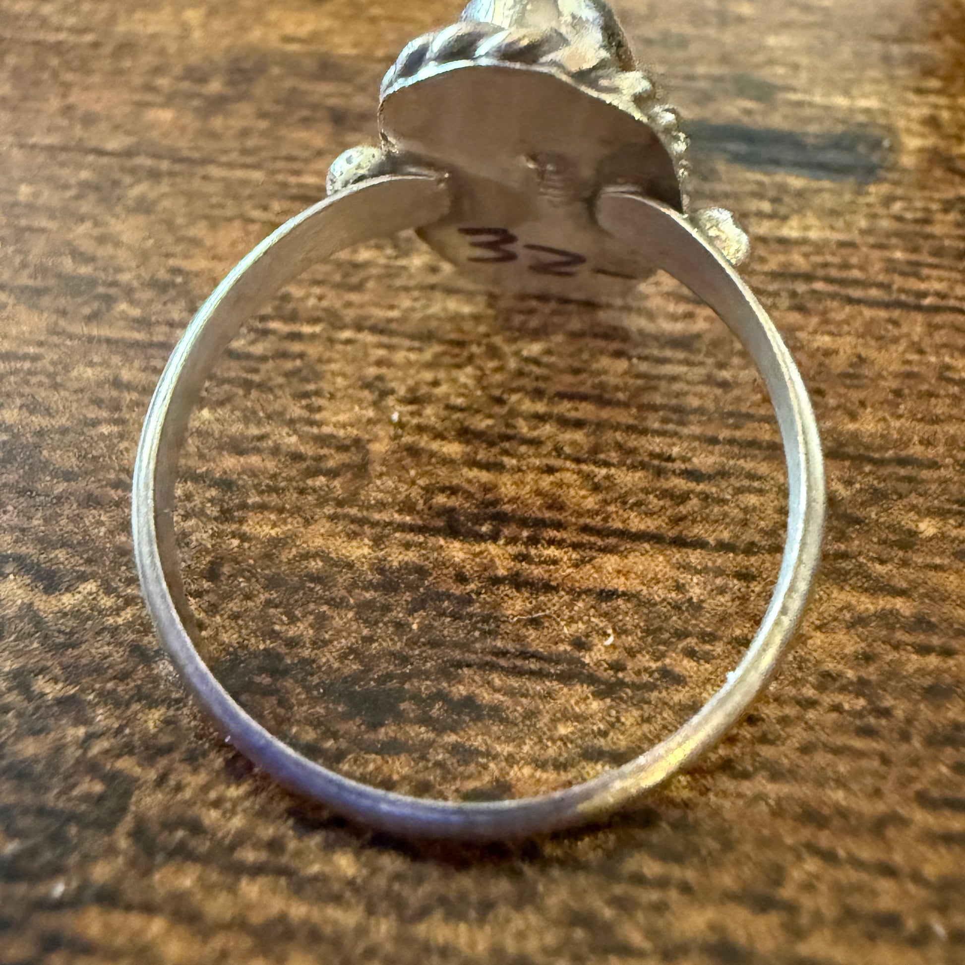 White Buffalo Turquoise Ring Sterling Navajo Style Handmade Size Seven Point Five Silver Elegant