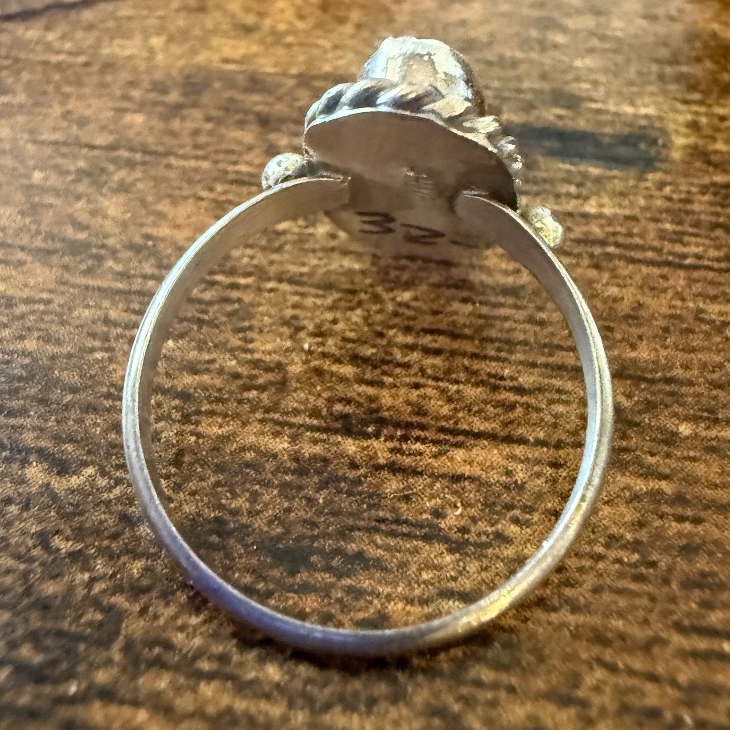 White Buffalo Turquoise Ring Sterling Navajo Style Handmade Size Seven Point Five Silver Elegant