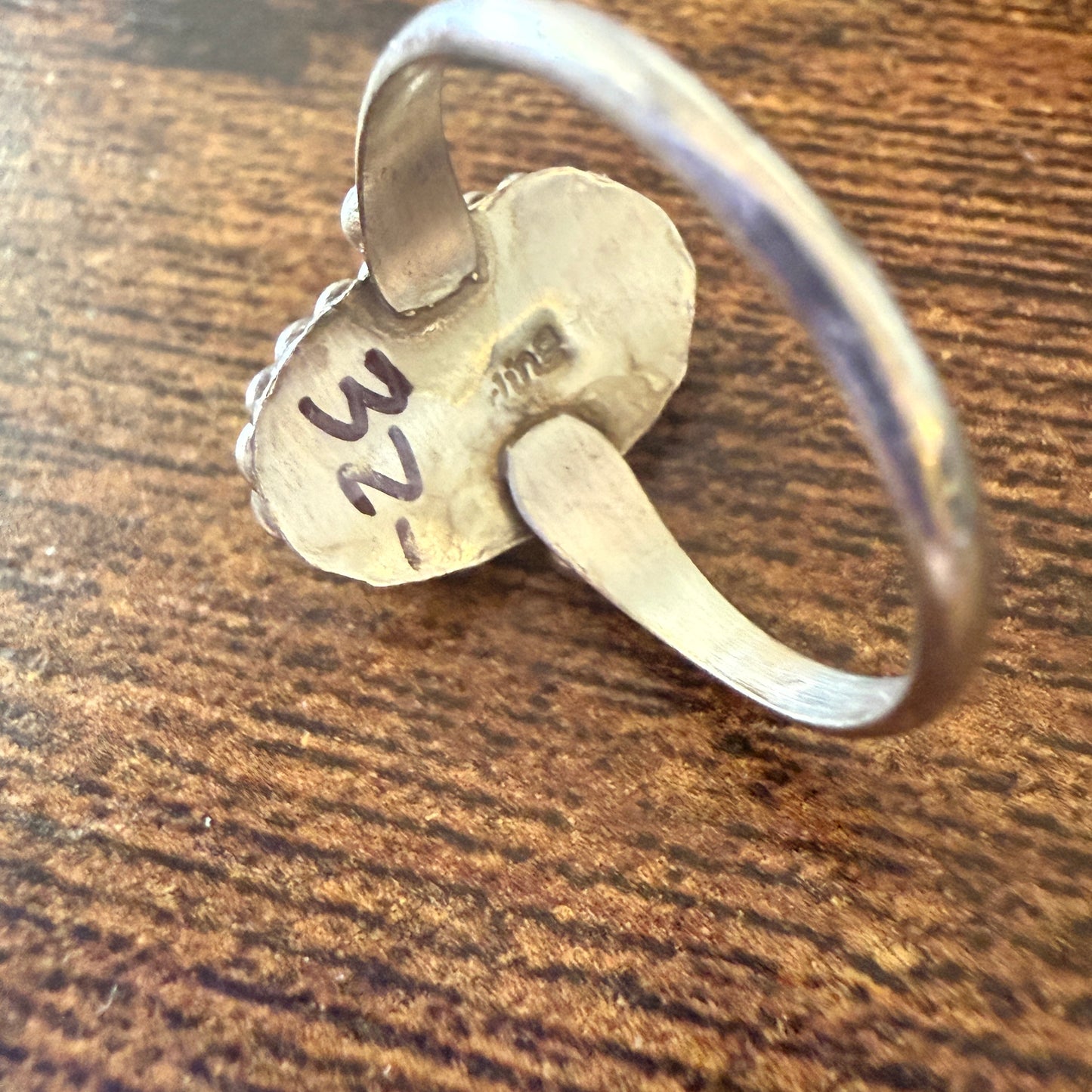 White Buffalo Turquoise Ring Sterling Navajo Style Handmade Size Seven Point Five Silver Elegant