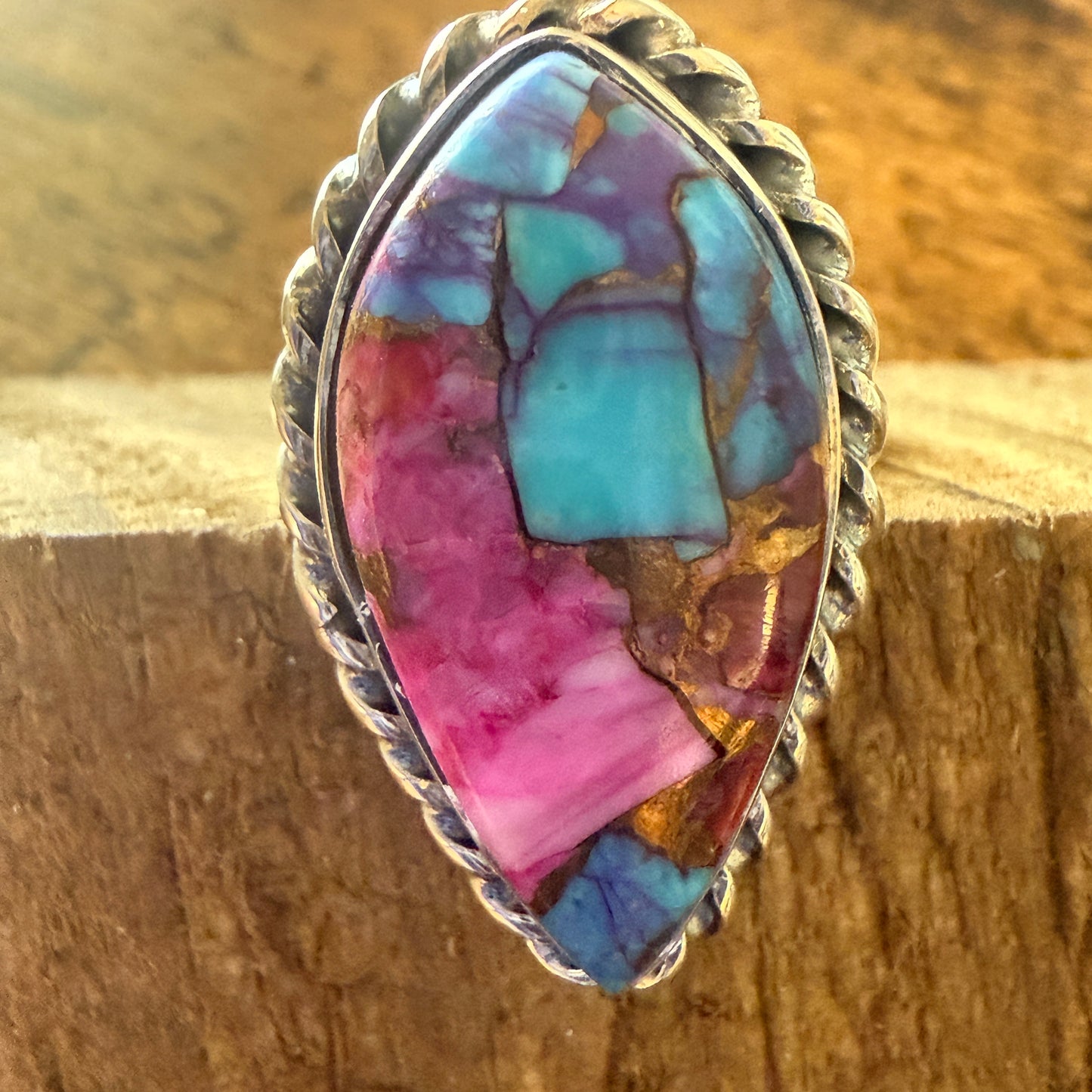 Dahlia Copper Turquoise 925 Sterling Silver Boho Ring For Women Size 7 US Silver Elegant