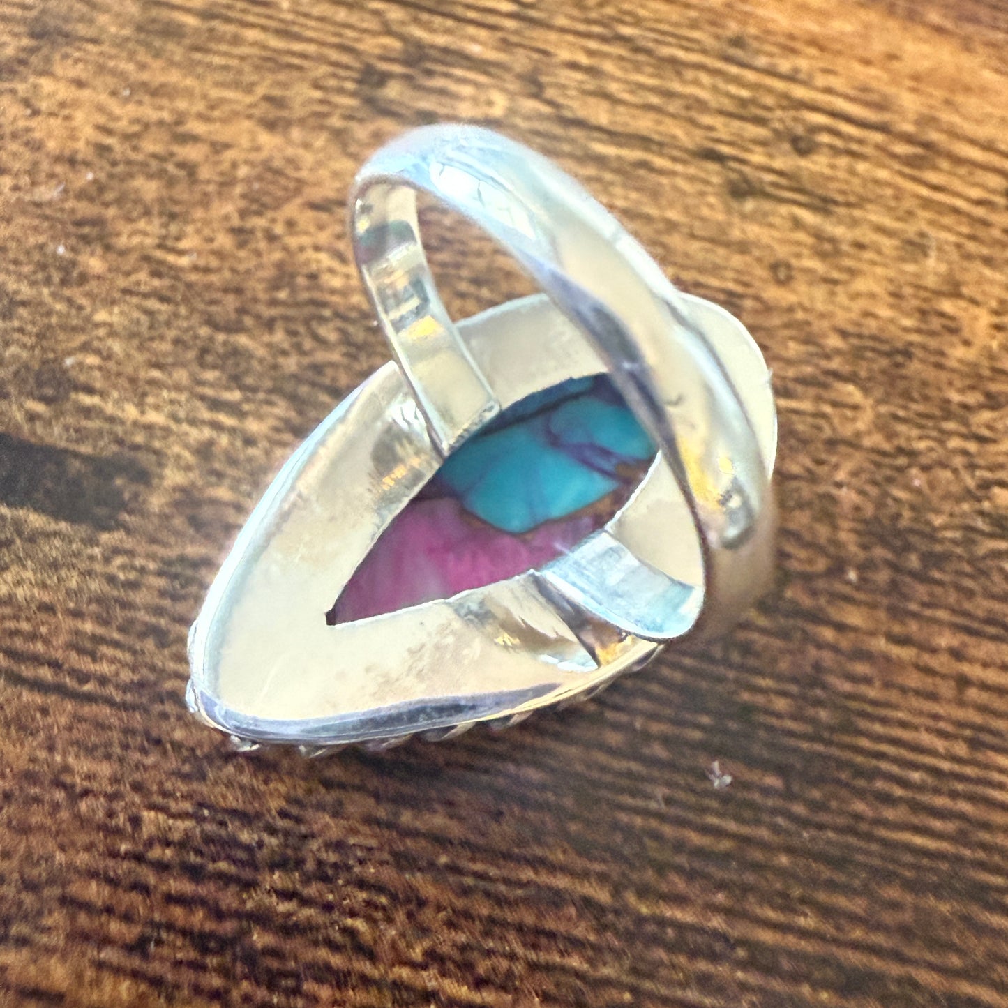 Dahlia Copper Turquoise 925 Sterling Silver Boho Ring For Women Size 7 US Silver Elegant