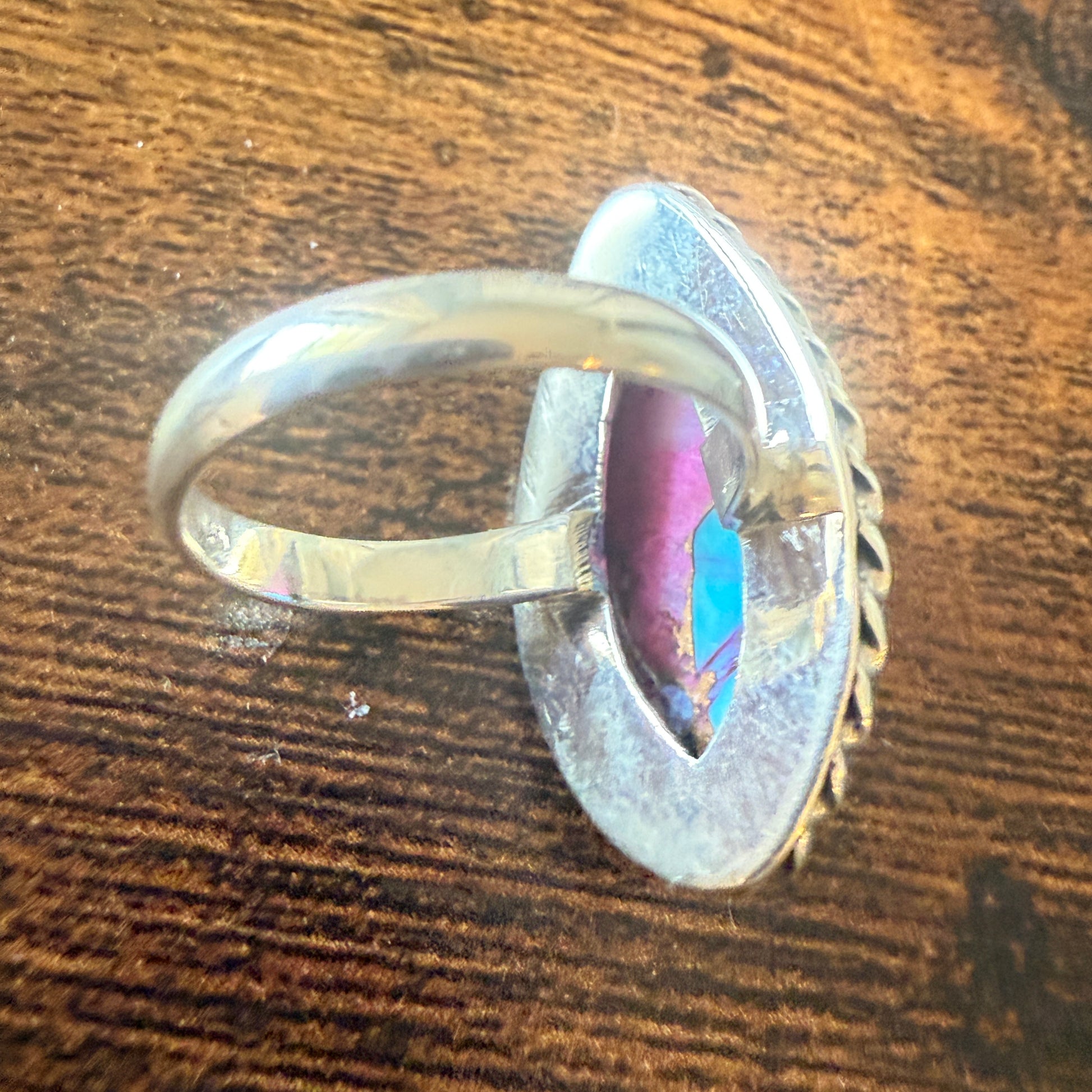 Dahlia Copper Turquoise 925 Sterling Silver Boho Ring For Women Size 7 US Silver Elegant
