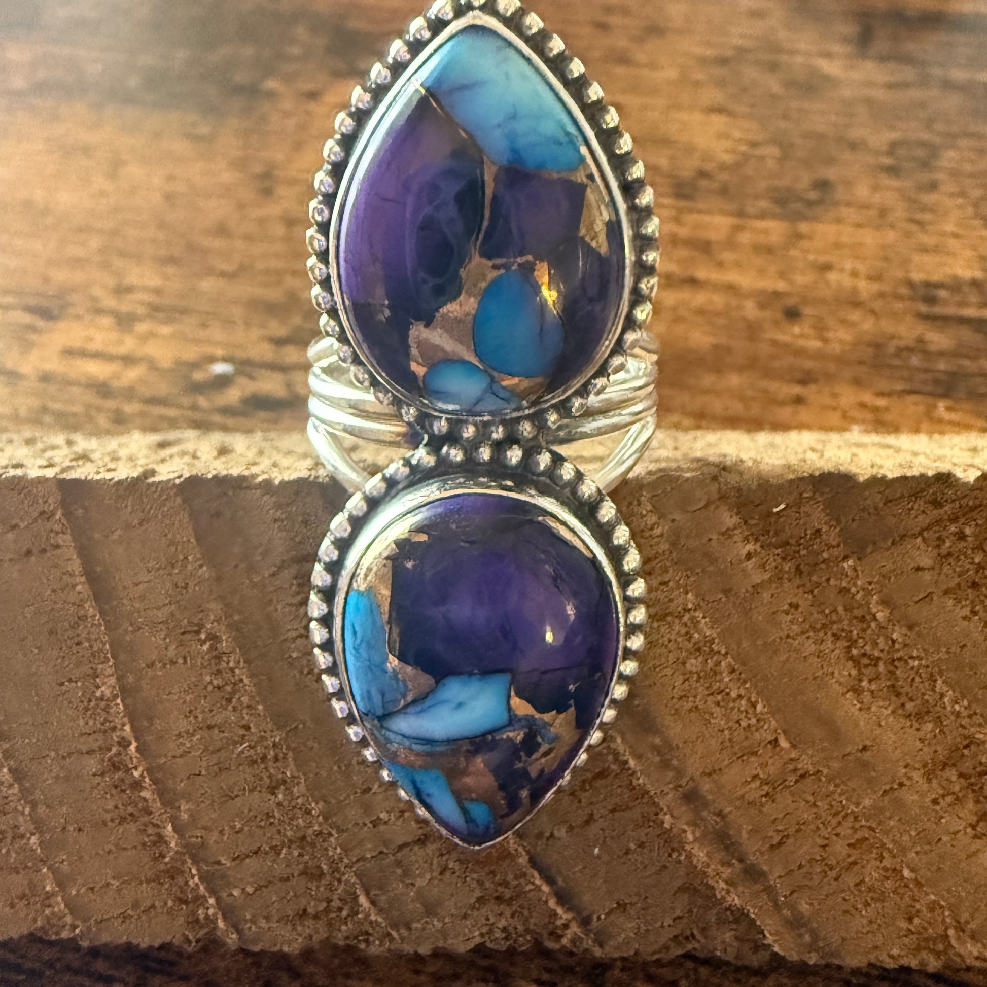 Purple Dahlia Turquoise Ring 925 Sterling Silver Handmade Jewelry Size 6.5 Silver Elegant