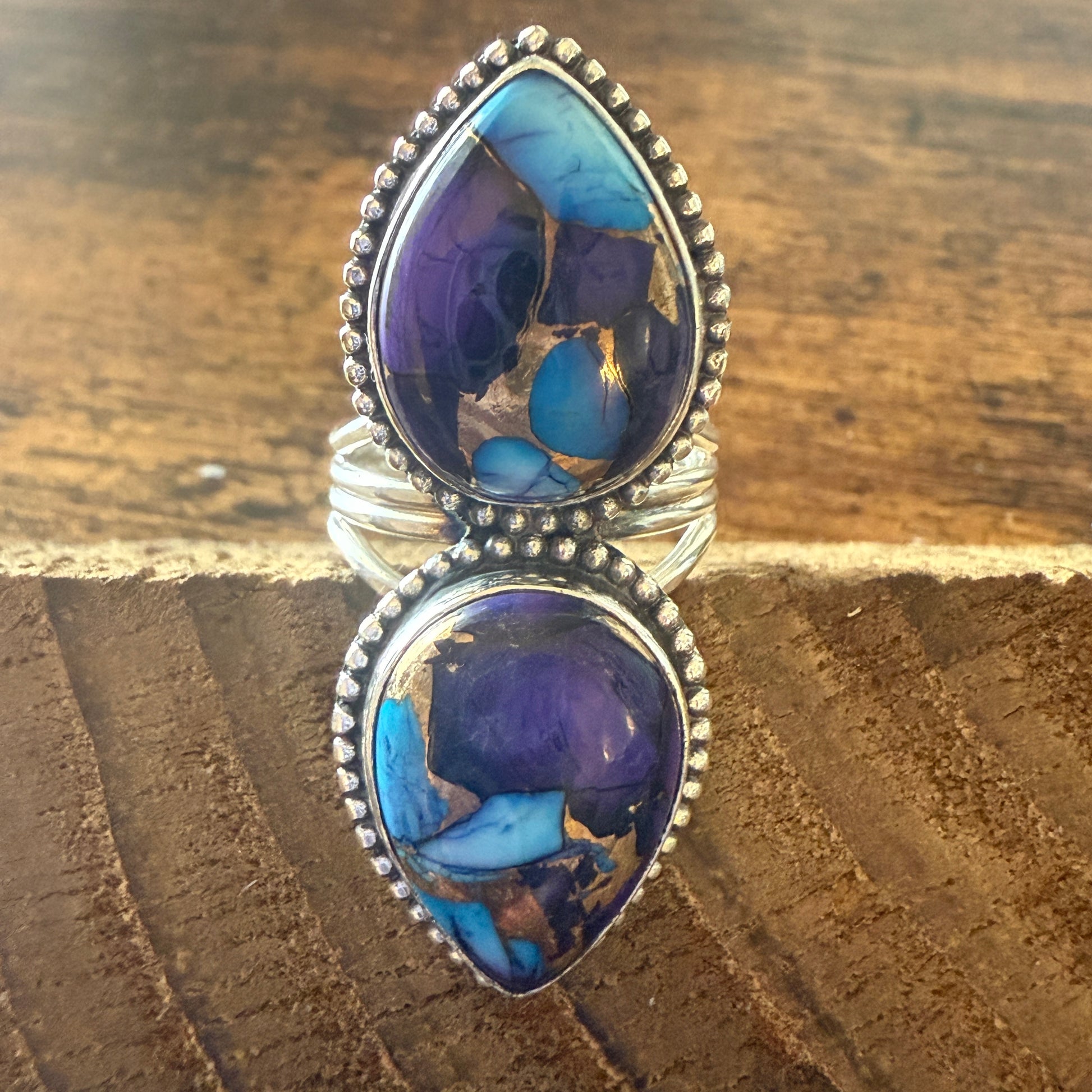 Purple Dahlia Turquoise Ring 925 Sterling Silver Handmade Jewelry Size 6.5 Silver Elegant