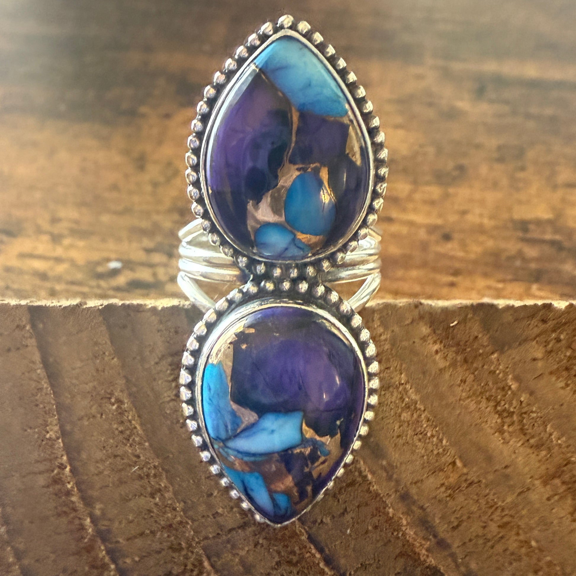 Purple Dahlia Turquoise Ring 925 Sterling Silver Handmade Jewelry Size 6.5 Silver Elegant