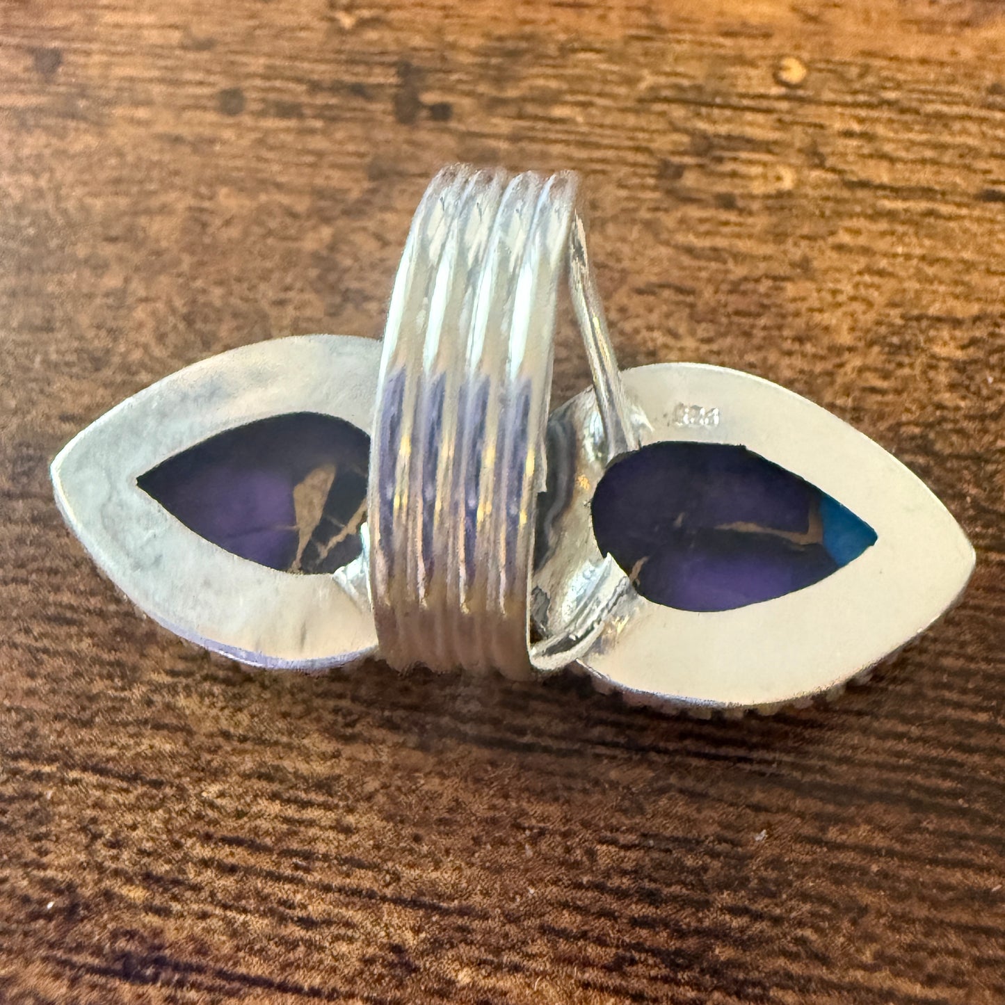 Purple Dahlia Turquoise Ring 925 Sterling Silver Handmade Jewelry Size 6.5 Silver Elegant