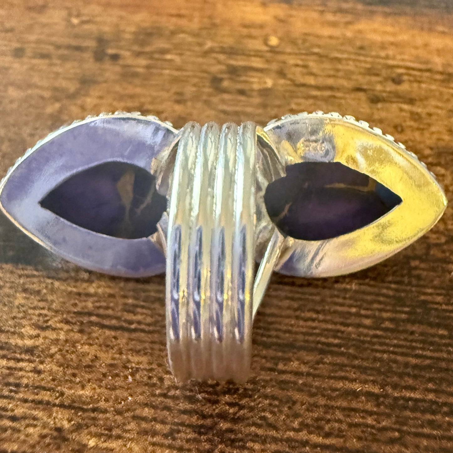 Purple Dahlia Turquoise Ring 925 Sterling Silver Handmade Jewelry Size 6.5 Silver Elegant