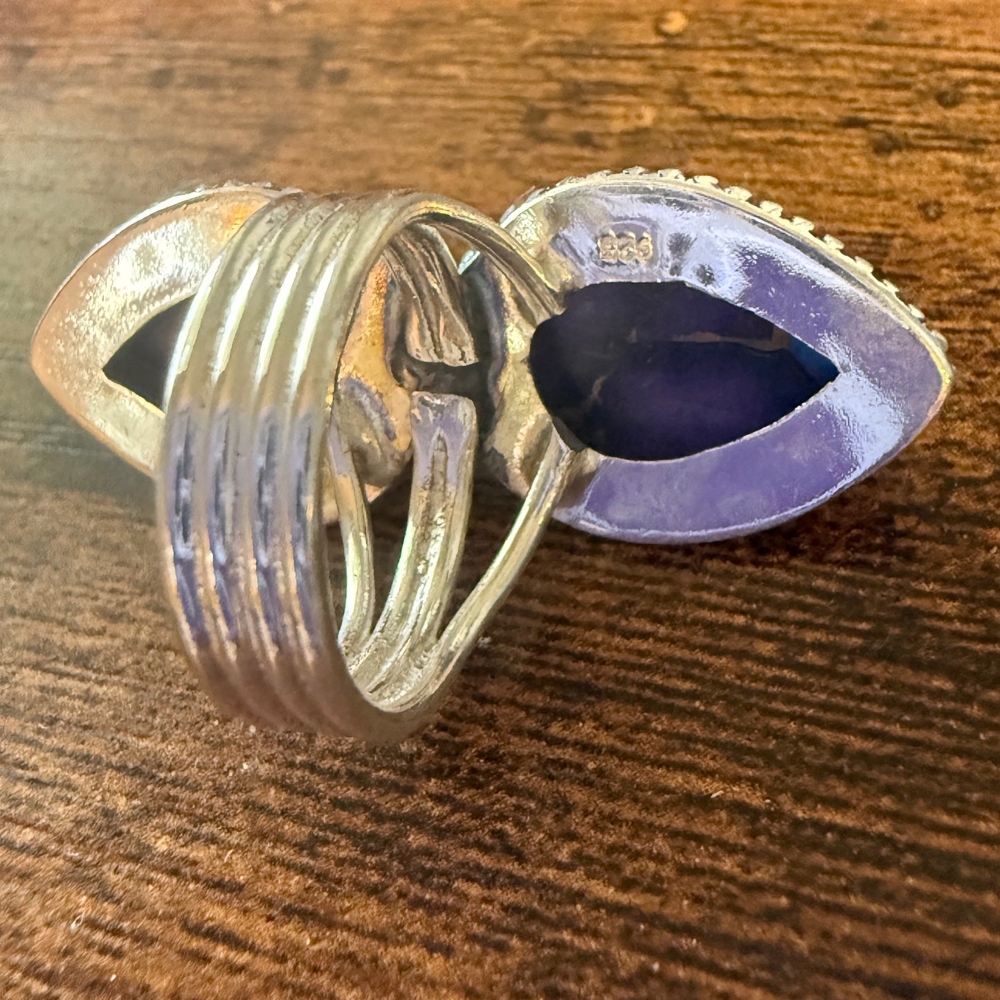 Purple Dahlia Turquoise Ring 925 Sterling Silver Handmade Jewelry Size 6.5 Silver Elegant