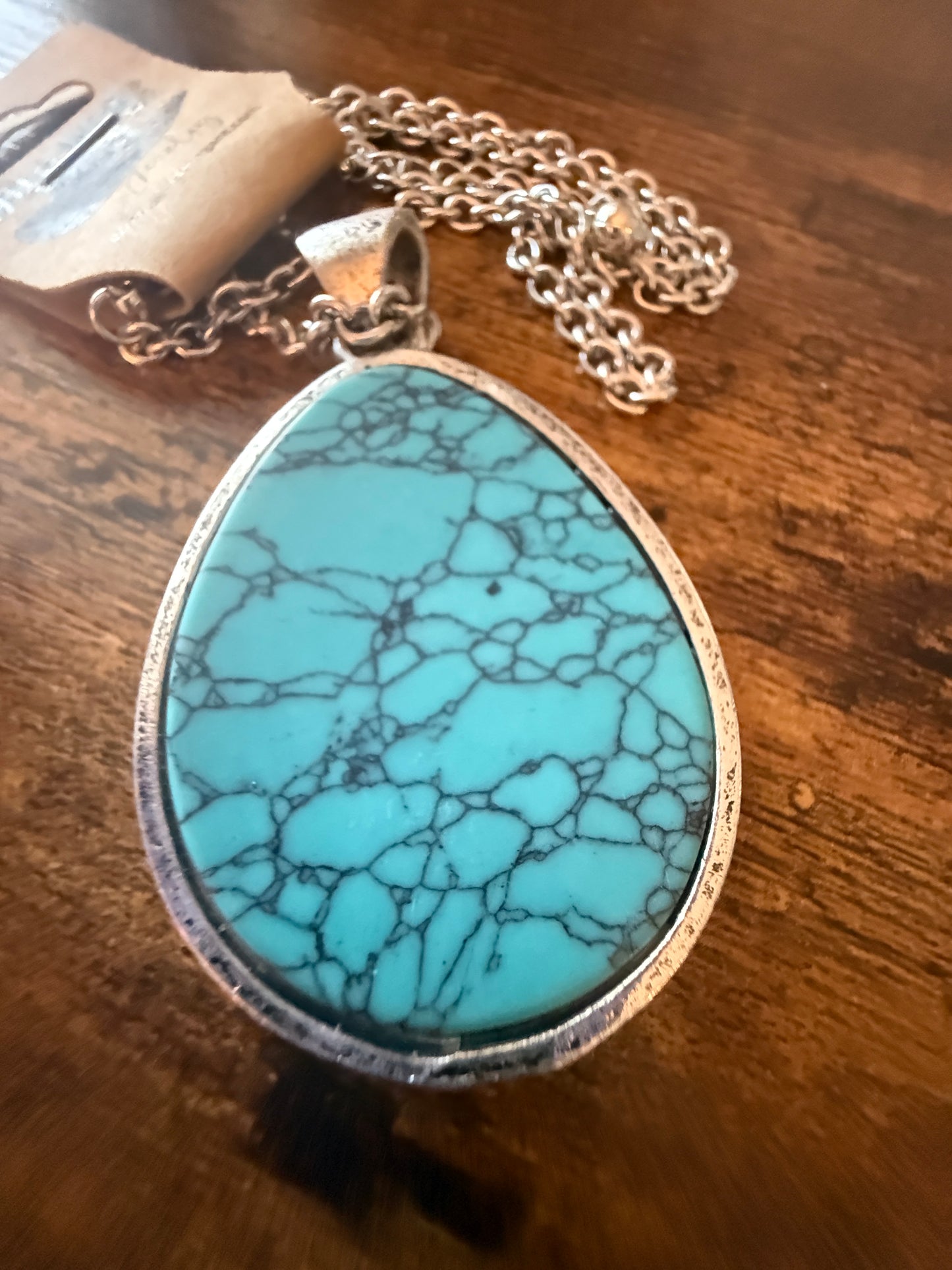SouthWestern Turquoise Hat and Boot Teardrop Pendant Necklace WildWestBoho