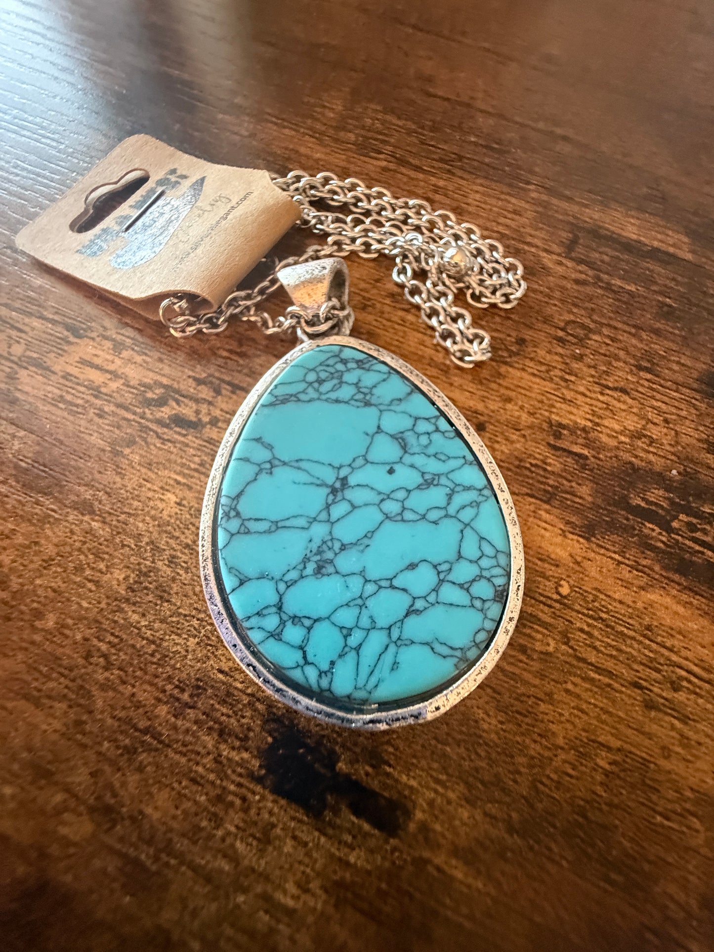 SouthWestern Turquoise Hat and Boot Teardrop Pendant Necklace WildWestBoho