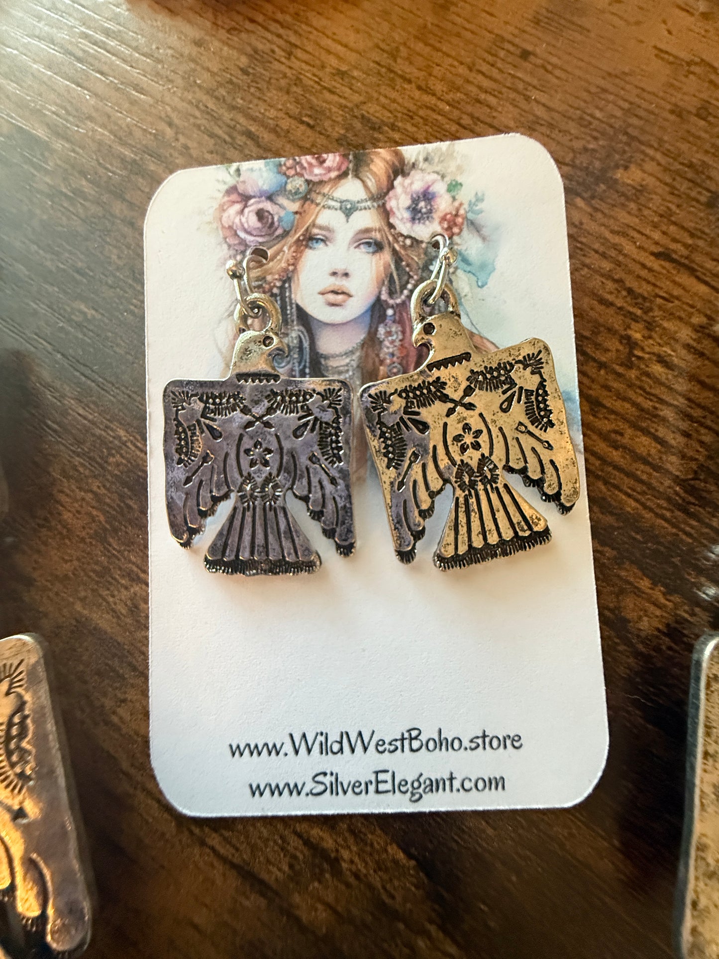 Thunderbird Multi Charm Western Necklace With Layered Charms and Earring Set WildWestBoho