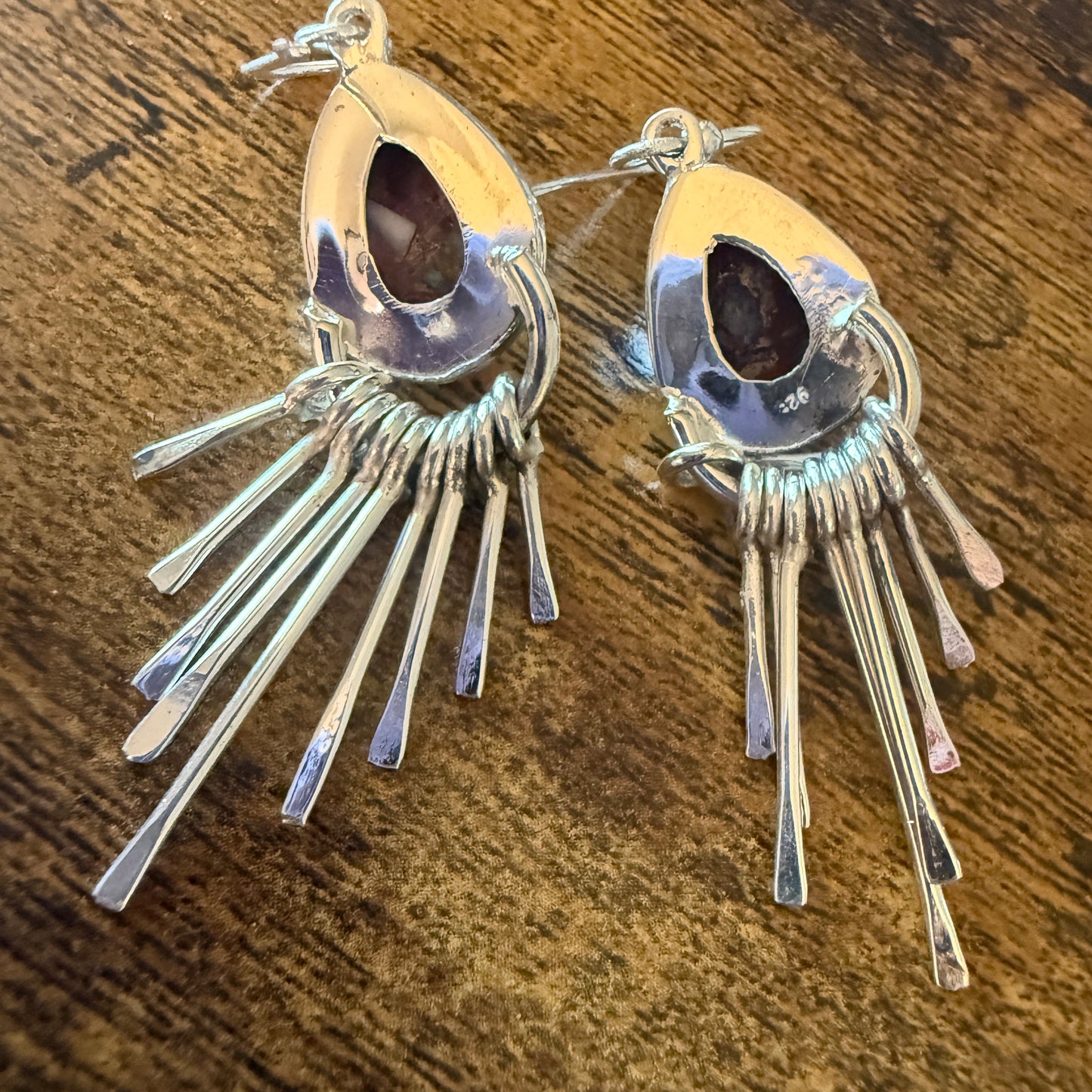 Kingman Pink Dahlia Turquoise Sterling Silver Dangle Earrings 2.7 Inch Silver Elegant