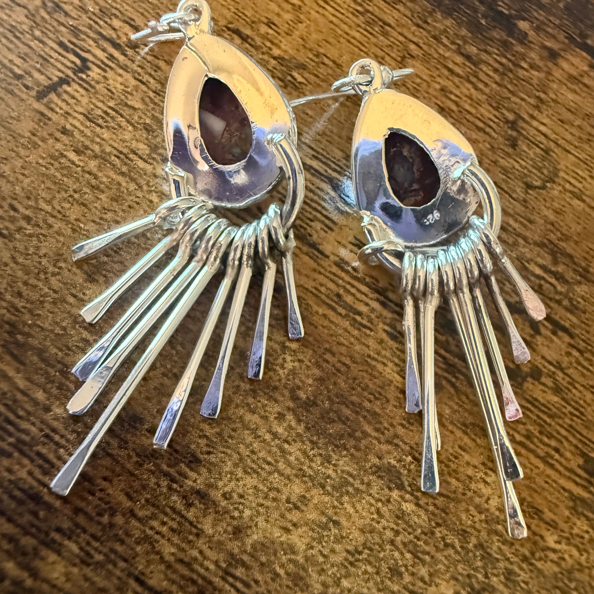 Kingman Pink Dahlia Turquoise Sterling Silver Dangle Earrings 2.7 Inch Silver Elegant