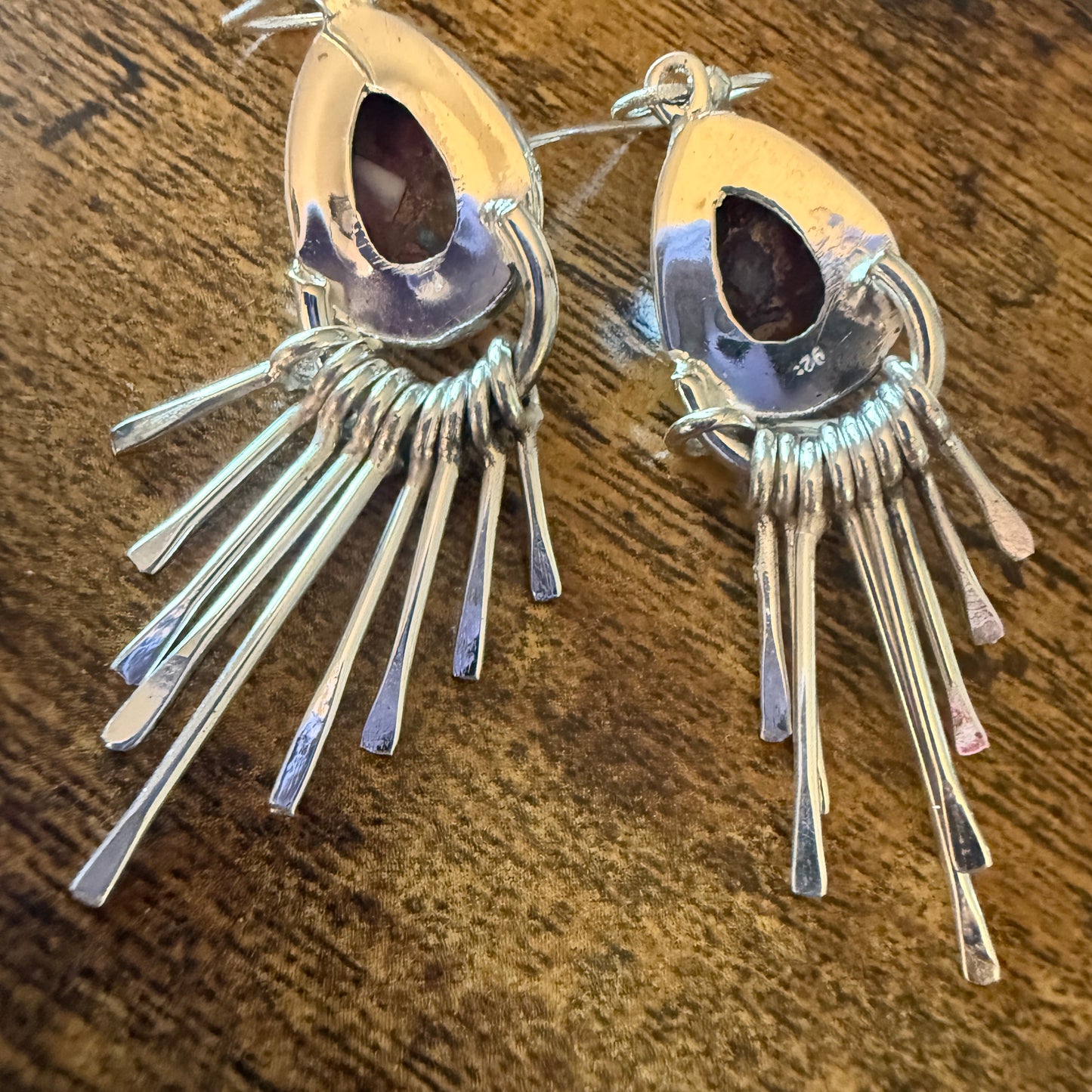 Kingman Pink Dahlia Turquoise Sterling Silver Dangle Earrings 2.7 Inch Silver Elegant