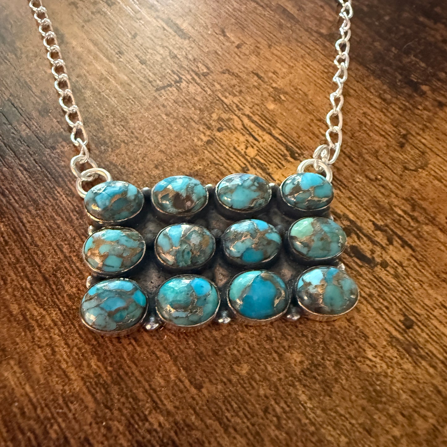 Kingman Blue Turquoise 925 Sterling Silver Necklace Handmade Gemstone Silver Elegant