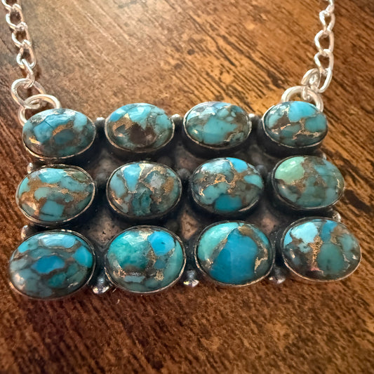 Kingman Blue Turquoise 925 Sterling Silver Necklace Handmade Gemstone Silver Elegant
