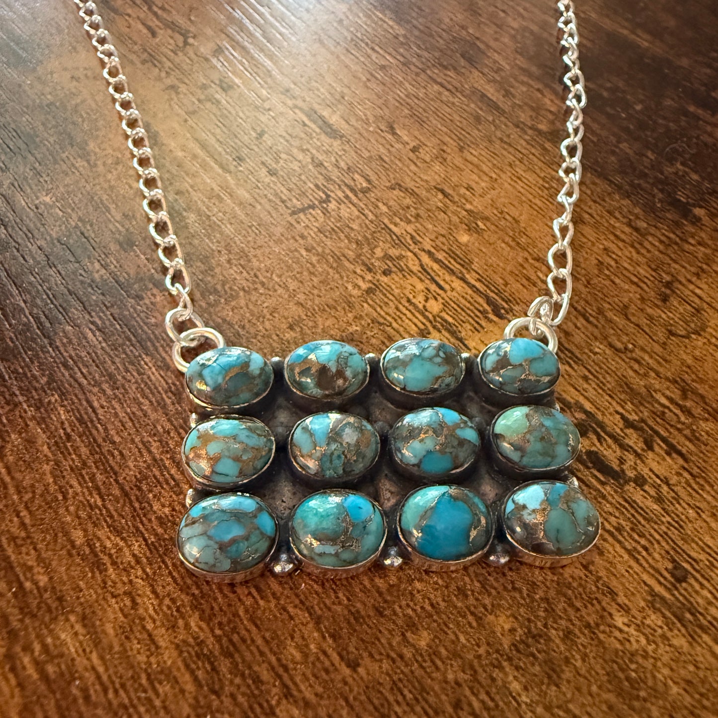 Kingman Blue Turquoise 925 Sterling Silver Necklace Handmade Gemstone Silver Elegant
