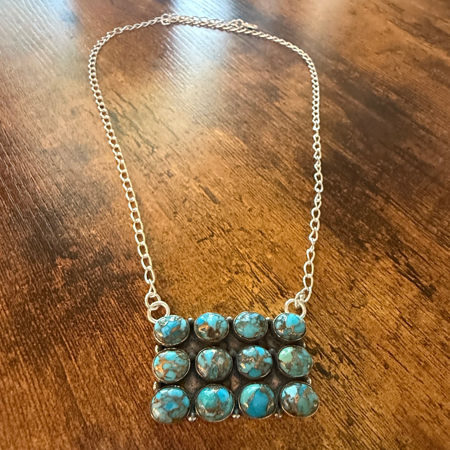 Kingman Blue Turquoise 925 Sterling Silver Necklace Handmade Gemstone Silver Elegant