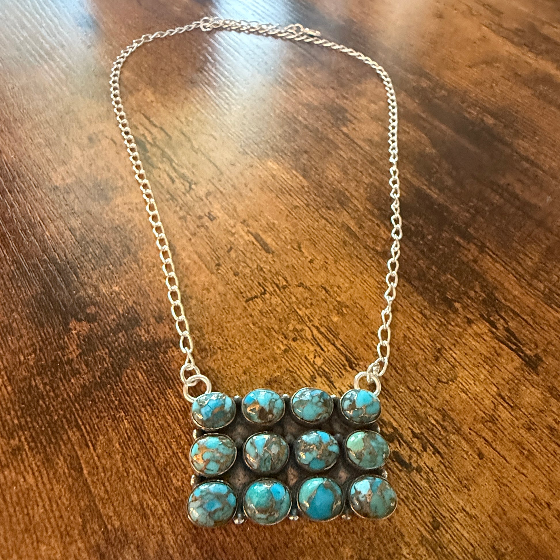Kingman Blue Turquoise 925 Sterling Silver Necklace Handmade Gemstone Silver Elegant